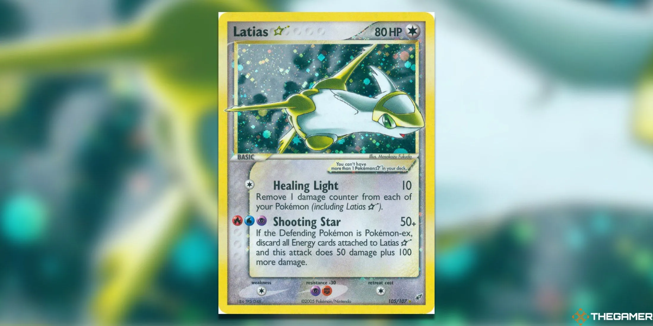 Thẻ bài Pokemon TCG Latias Star Ultra Rare từ set Deoxys, một trong những thẻ Gold Star quý hiếm.