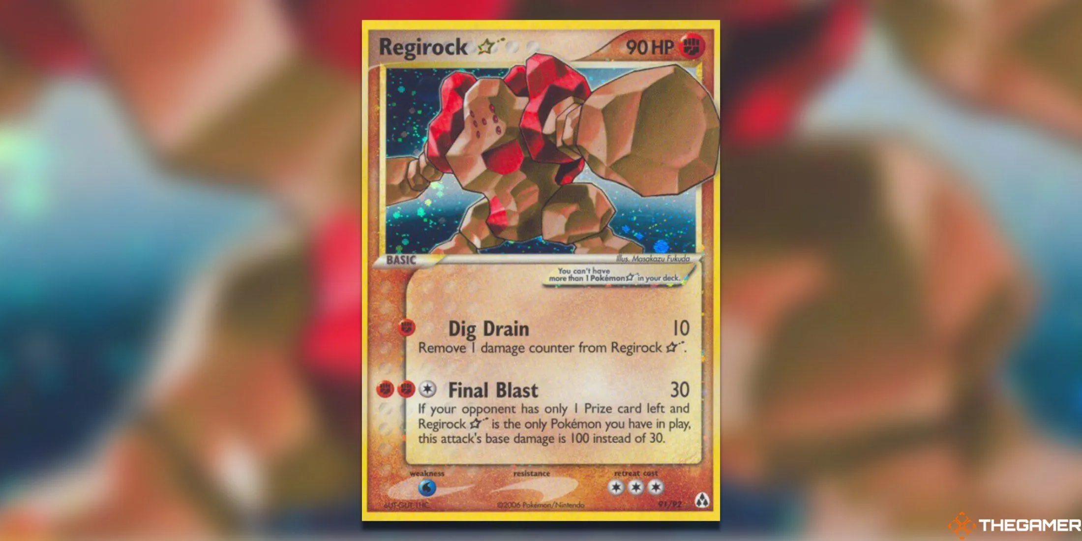 Thẻ bài Pokemon TCG Regirock Star Ultra Rare từ set Legend Maker, với tư thế mạnh mẽ của Regirock.