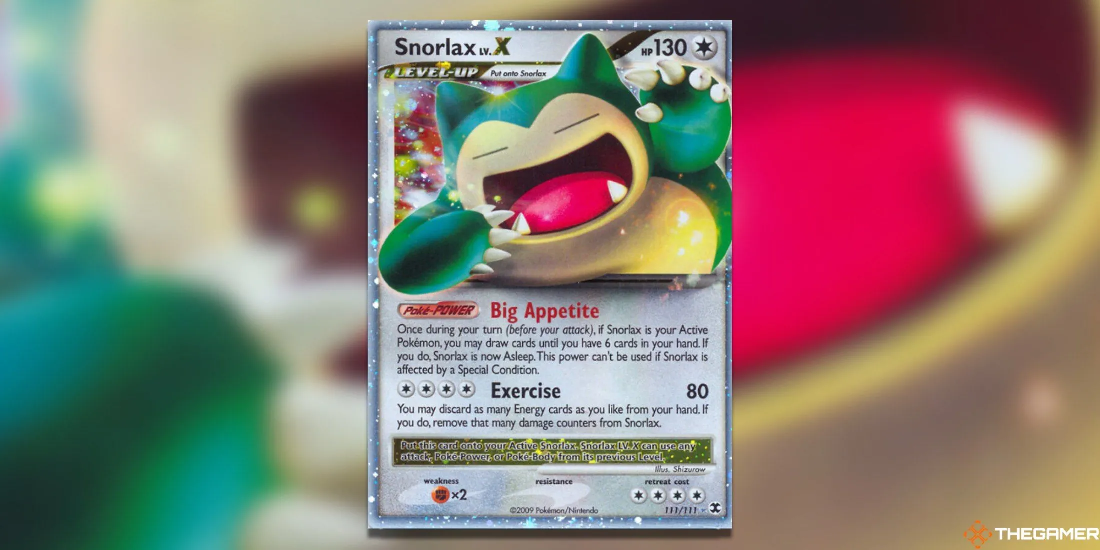 Thẻ bài Pokemon TCG Snorlax LV. X Ultra Rare từ set Rising Rivals, thể hiện khoảnh khắc năng động của Snorlax.