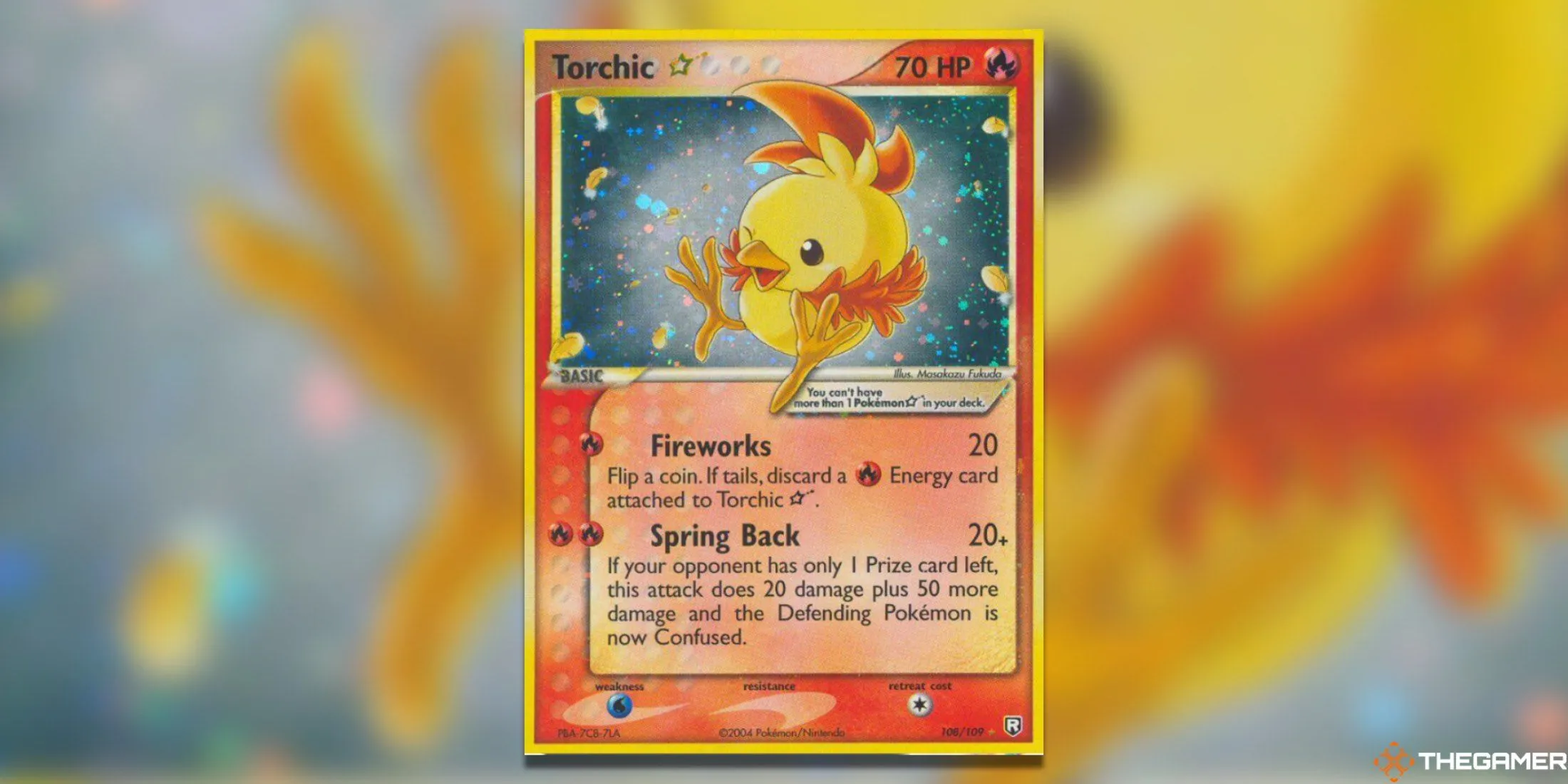 Thẻ bài Pokemon TCG Torchic Star Ultra Rare từ set Team Rocket Returns, một trong những thẻ Gold Star đắt giá nhất.