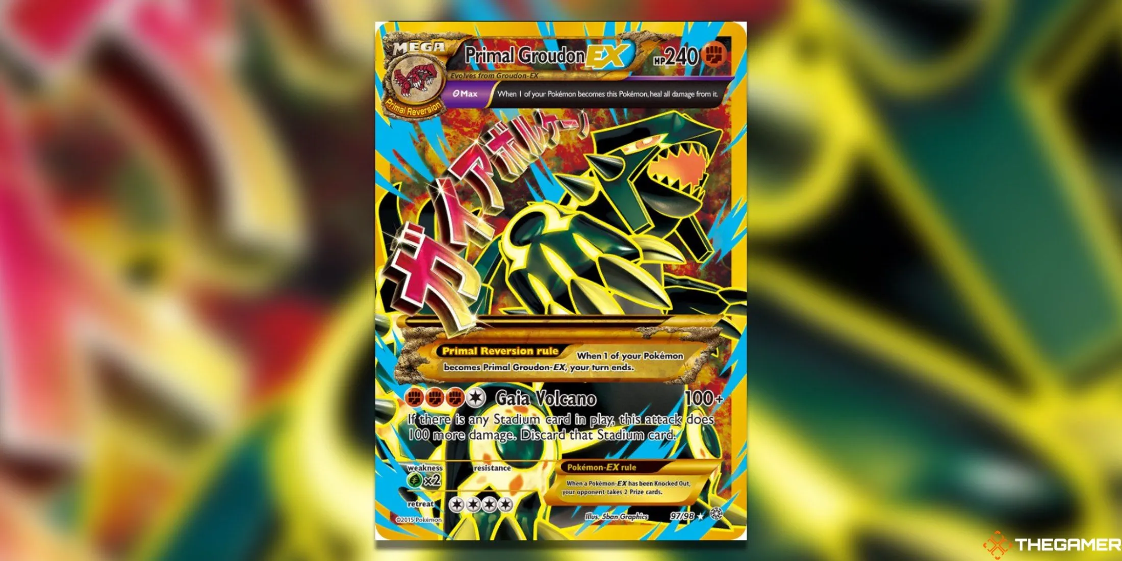 Thẻ bài Primal Groudon EX 97/98 bản Jumbo từ set Ancient Origins của Pokemon TCG