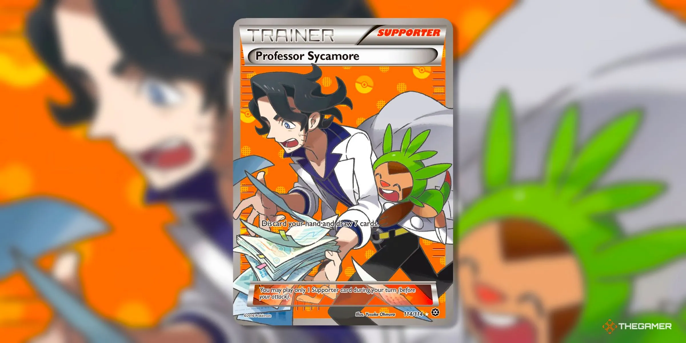 Thẻ bài Professor Sycamore Ultra Rare (114) tuyệt đẹp từ bộ Steam Siege kỷ nguyên XY.