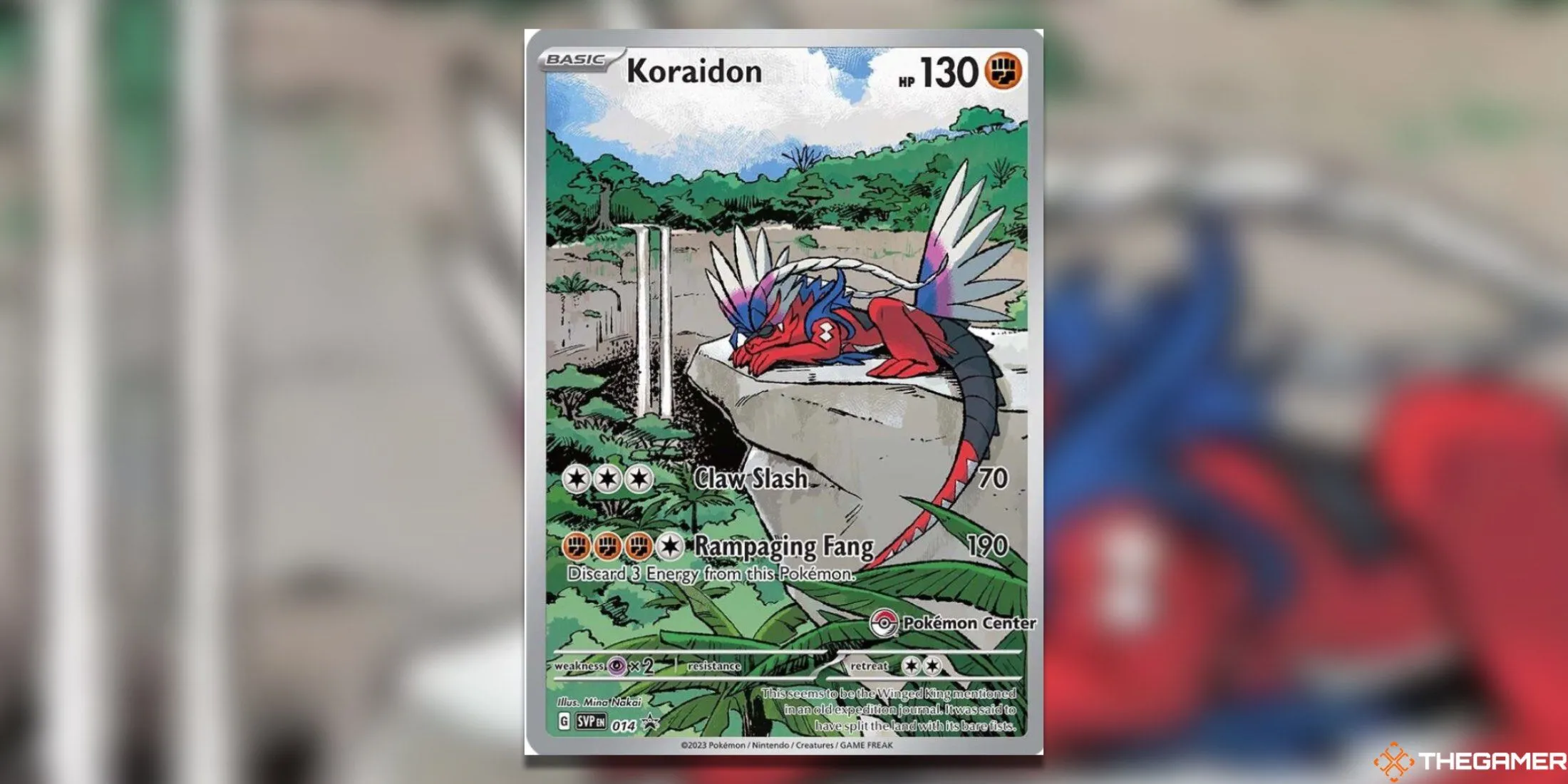 Thẻ bài promo Koraidon độc quyền Pokémon Center từ set Scarlet & Violet.