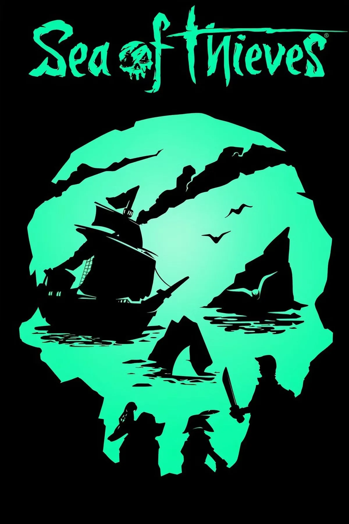 Thuyền buồm cướp biển đơn độc trên đại dương rộng lớn trong Sea of Thieves