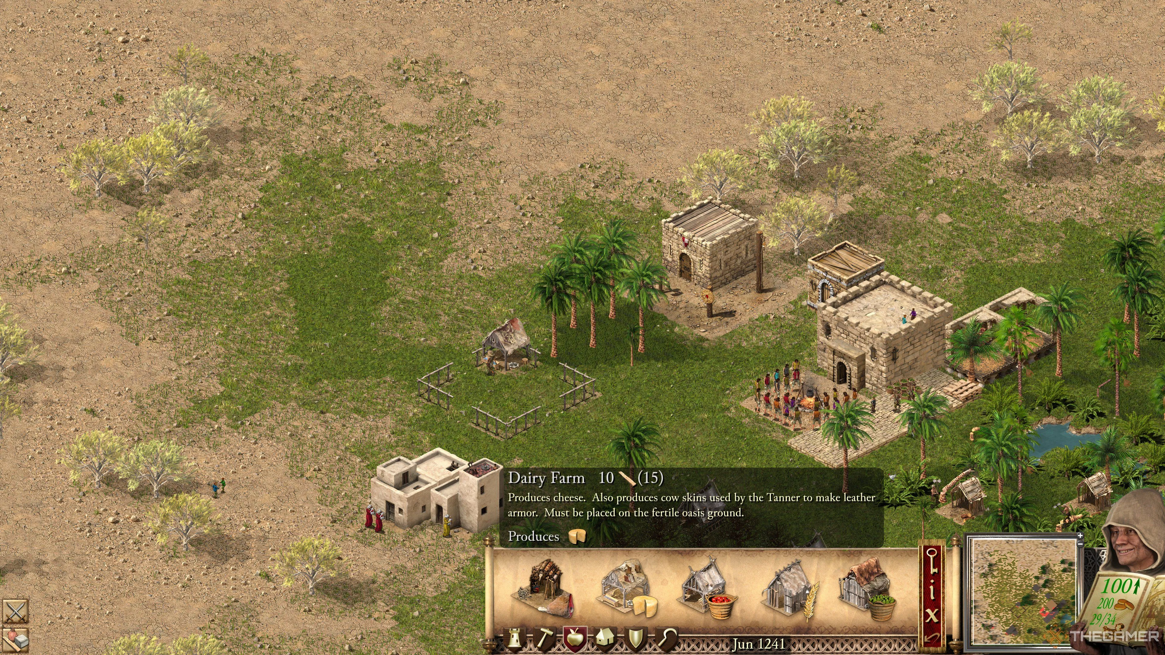Trang trại bò sữa, nơi cung cấp phô mai và da thuộc cho thành trì Stronghold Crusader của bạn.