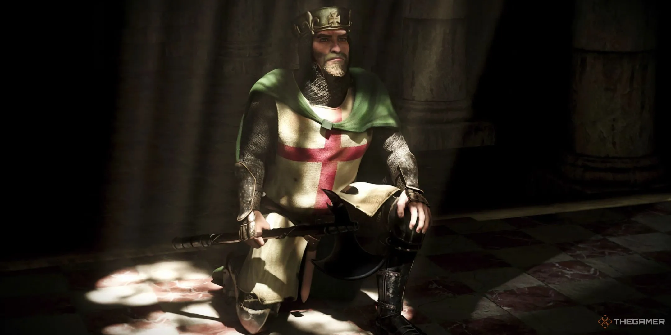 Vị vua Richard uy nghiêm sau chiến thắng lẫy lừng trong game Stronghold Crusader Definitive Edition.