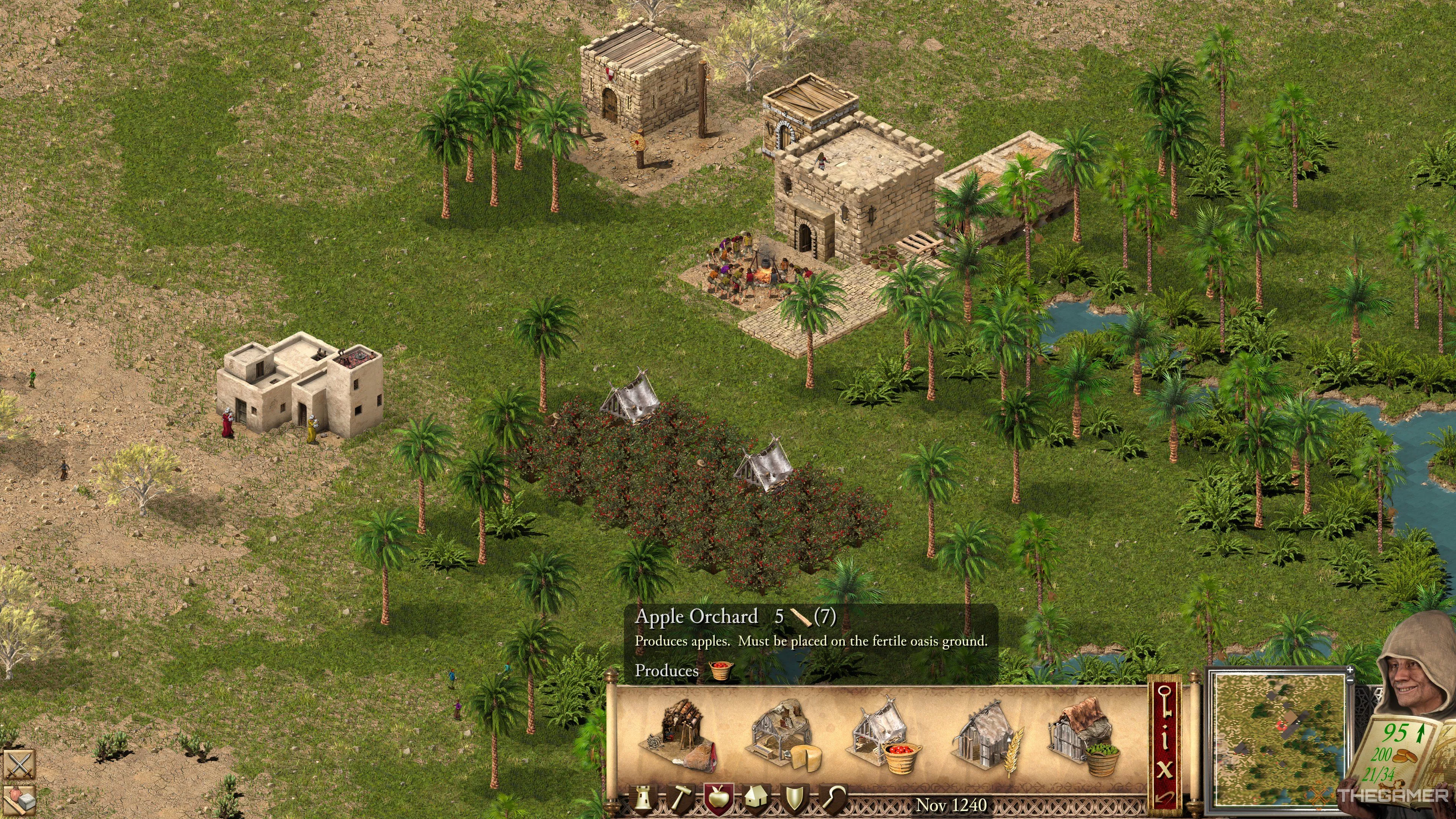 Vườn táo xanh tươi, nguồn thực phẩm khởi đầu dễ dàng cho dân làng Stronghold Crusader.
