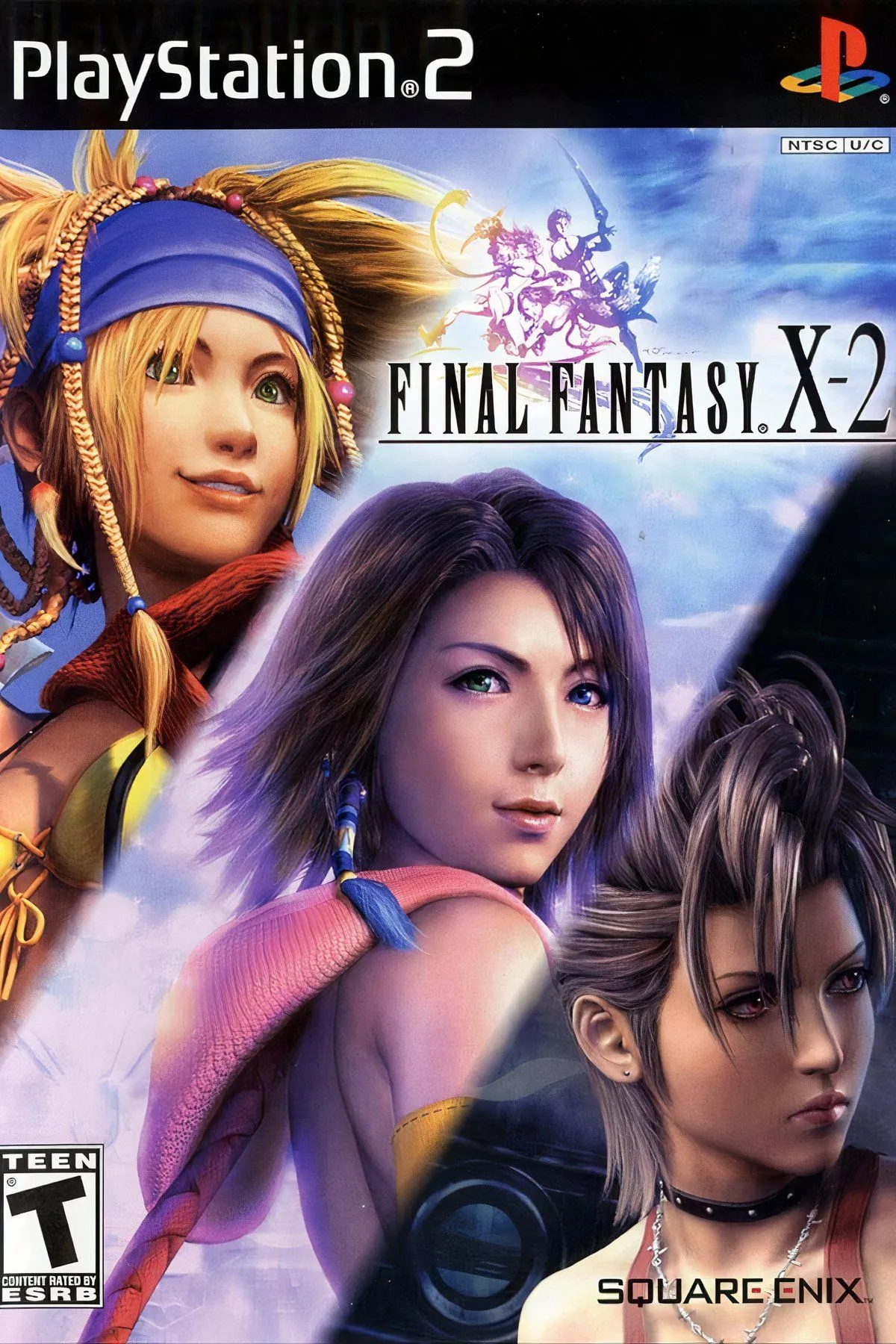 Yuna, Rikku và Paine trong trang phục popstar, thể hiện phong cách mới mẻ của Final Fantasy X-2.