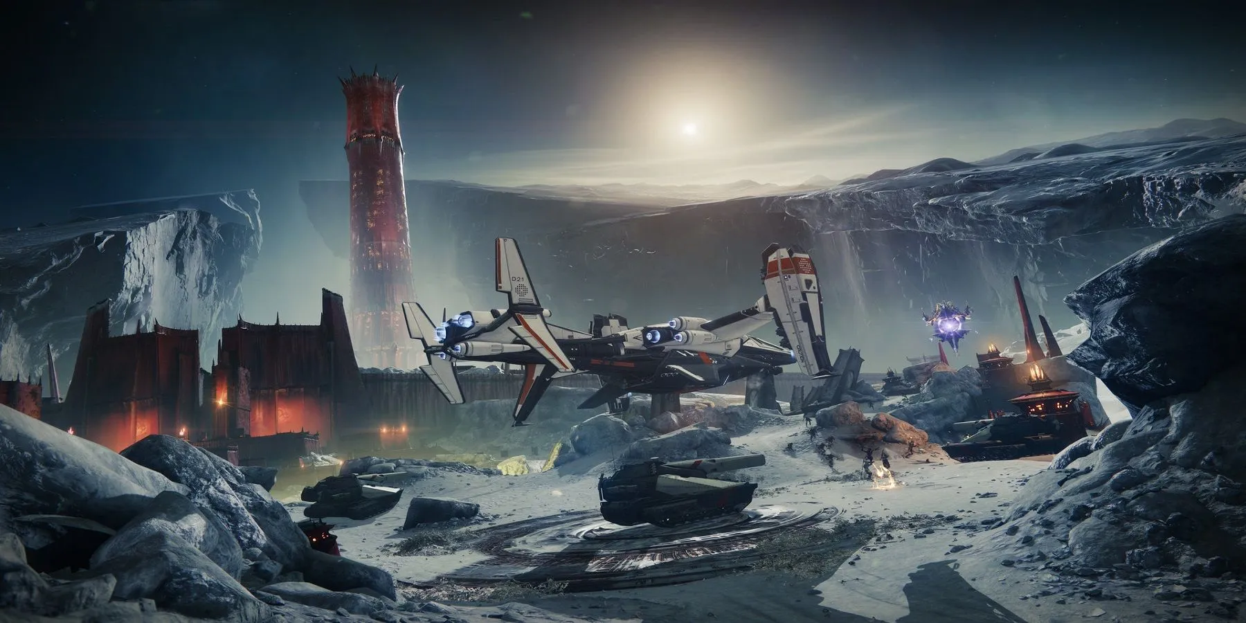 Cảnh quan hoang tàn và lạnh lẽo của Mặt Trăng trong Destiny 2