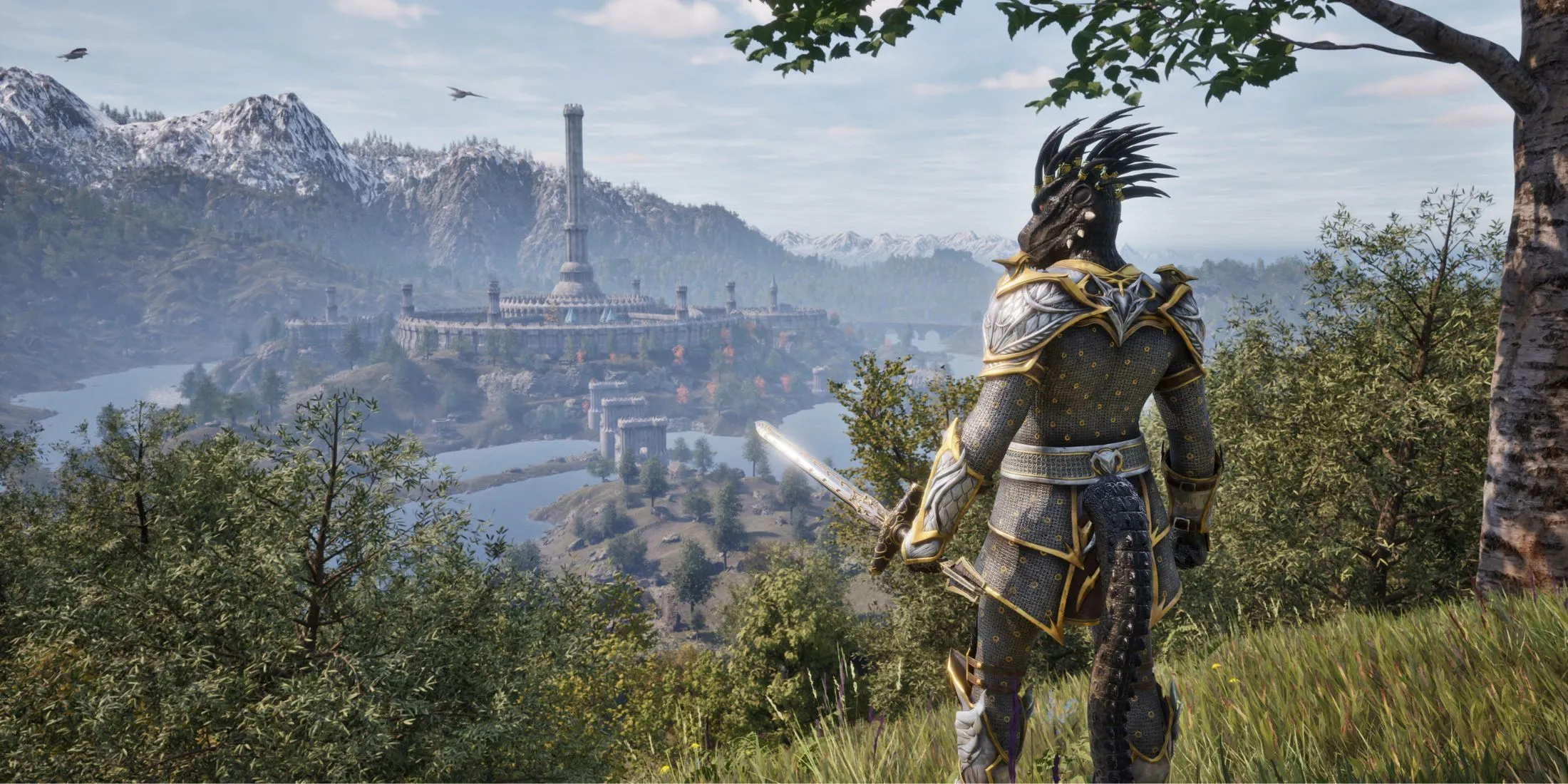 Game thủ nhìn về phía chân trời rộng lớn của Cyrodiil trong Oblivion Remastered