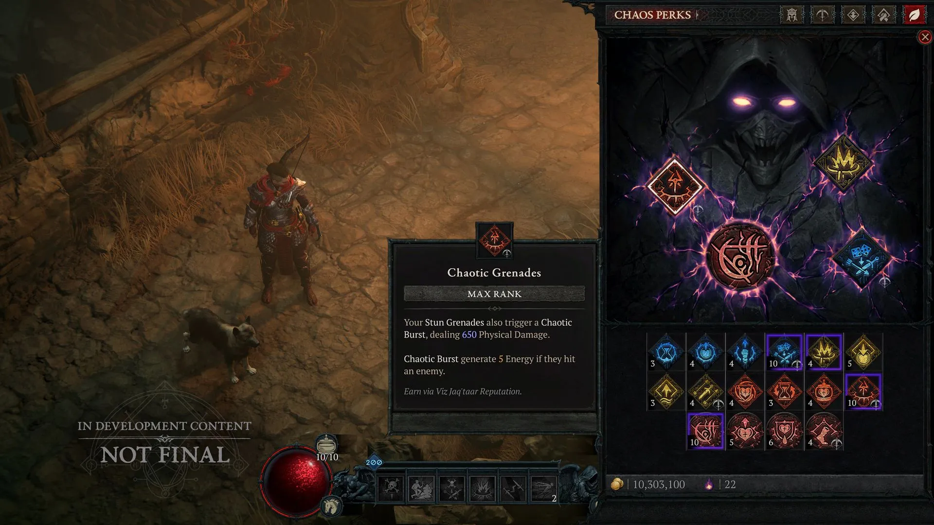 Giao diện Chaos Perks trong Diablo 4 Season 10