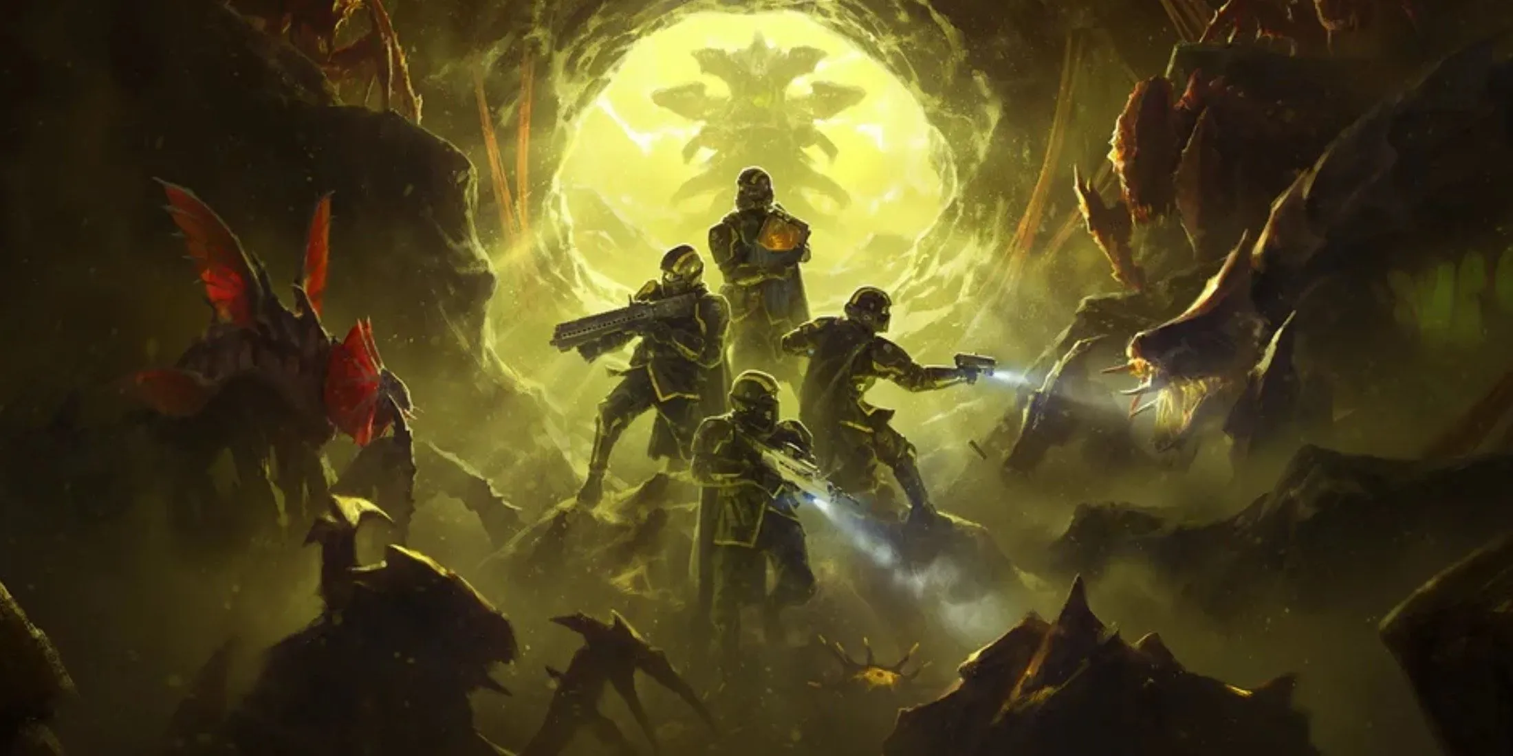Hình ảnh quảng cáo chính thức của Helldivers 2 với dòng chữ Into the Unjust, gợi ý về các bản cập nhật mới.