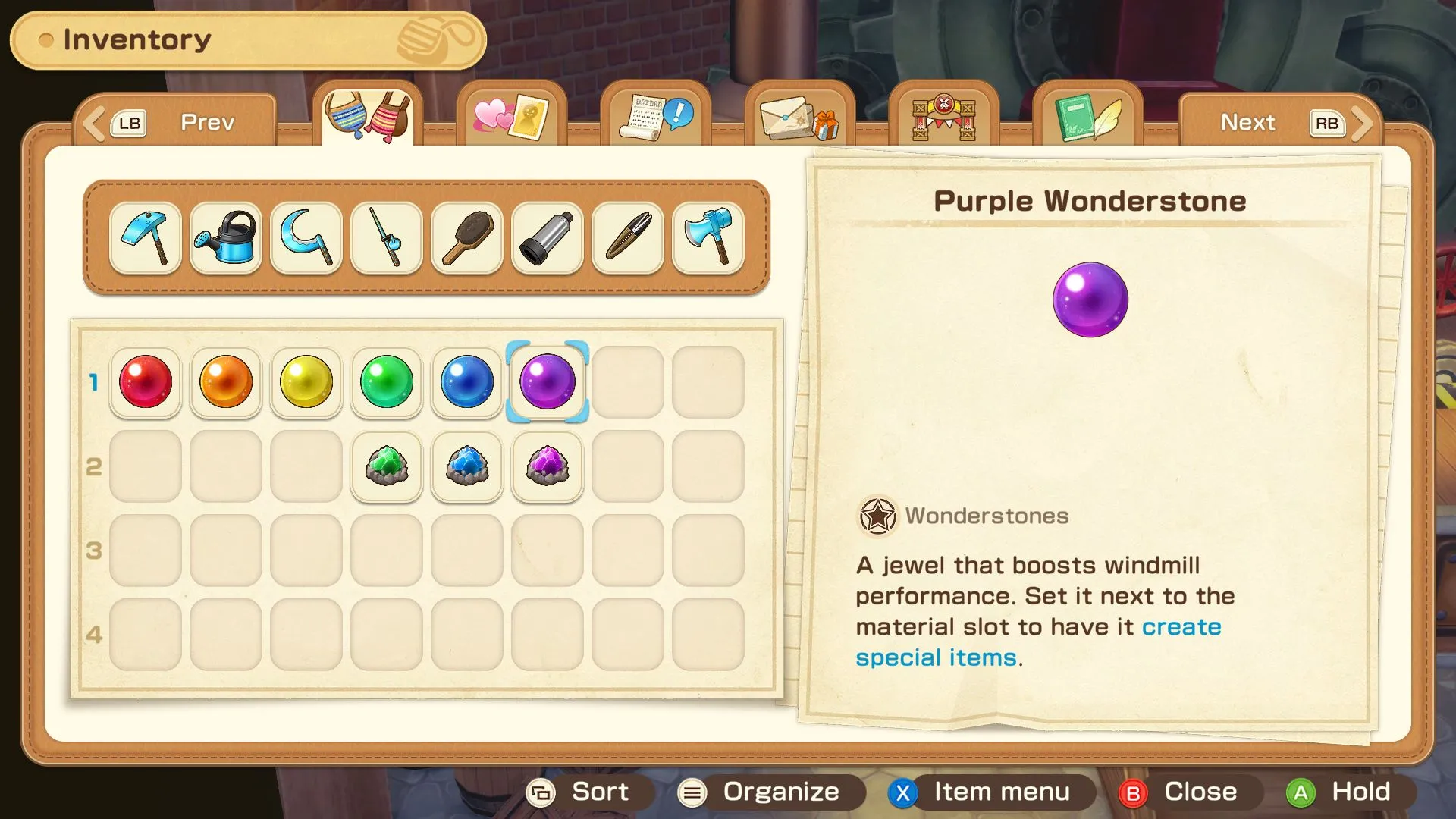 Hướng dẫn sử dụng Purple Wonderstone tại cối xay gió trong Story of Seasons Grand Bazaar