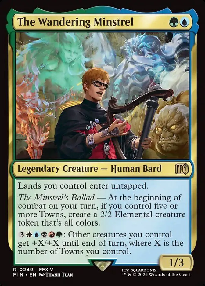Minh họa lá bài The Wandering Minstrel từ bộ Final Fantasy MTG, chủ bài của chiến thuật land loops