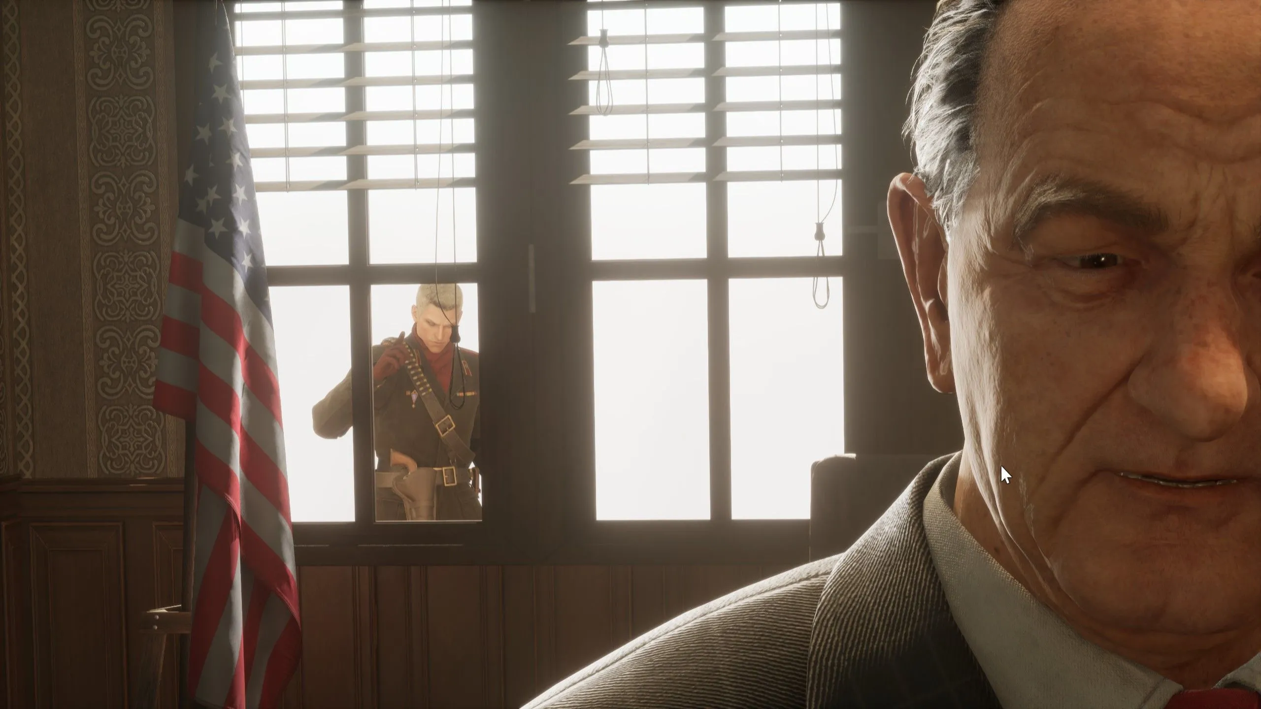 Ocelot quan sát Naked Snake trong Metal Gear Solid Delta, một nhân vật quan trọng trong cốt truyện MGS.