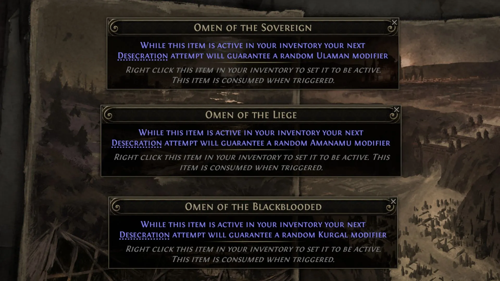 Omen of the Sovereign Liege Blackblooded trong Path of Exile 2, biểu tượng của sự huyền bí trong Abyssal crafting