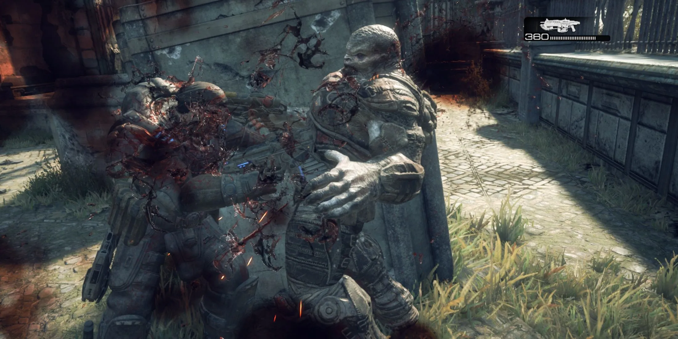 Pha xử lý cận chiến bằng cưa máy trong Gears of War Reloaded thể hiện sự bạo lực đặc trưng của game