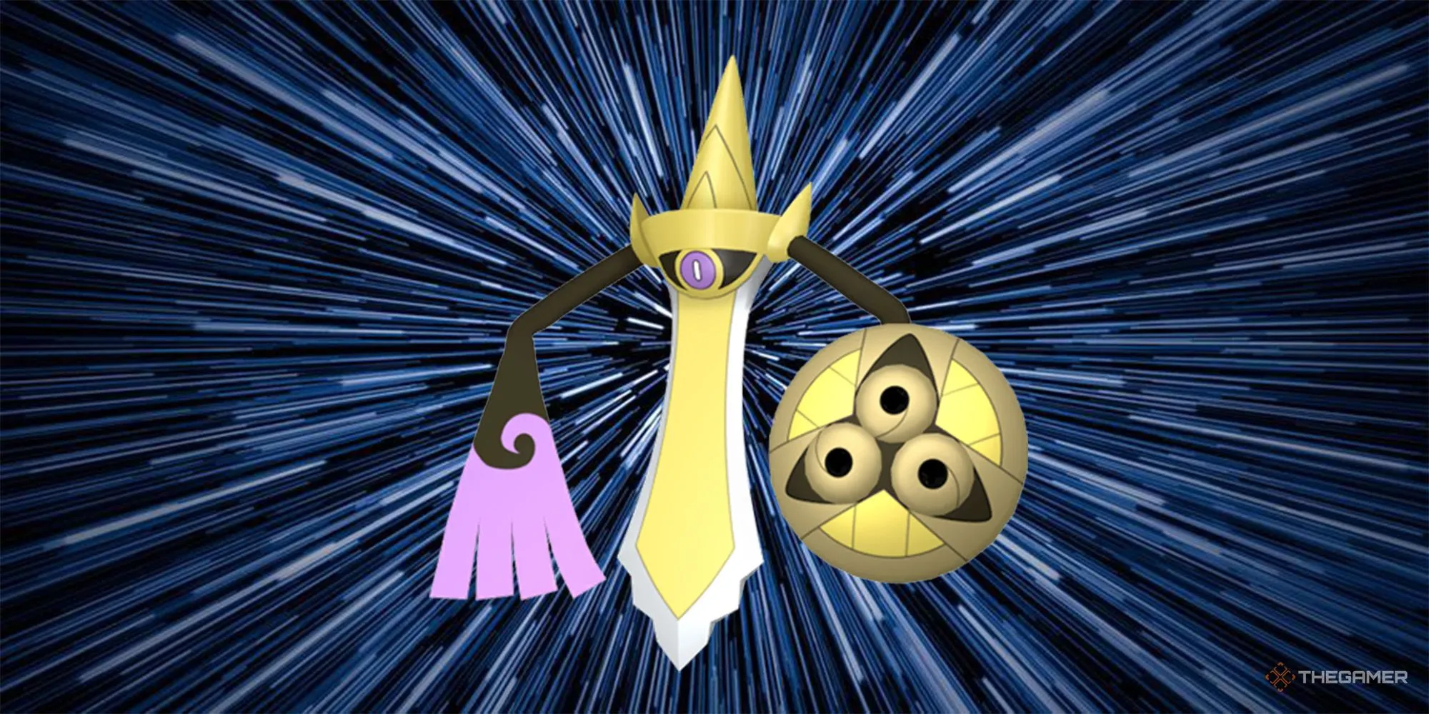 Aegislash với hiệu ứng warp, gợi liên tưởng tới khả năng stance change