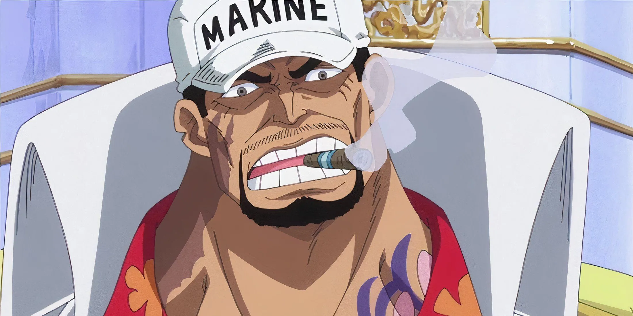Akainu (Sakazuki) tỏa magma, biểu tượng Fleet Admiral và sức mạnh tiêu diệt