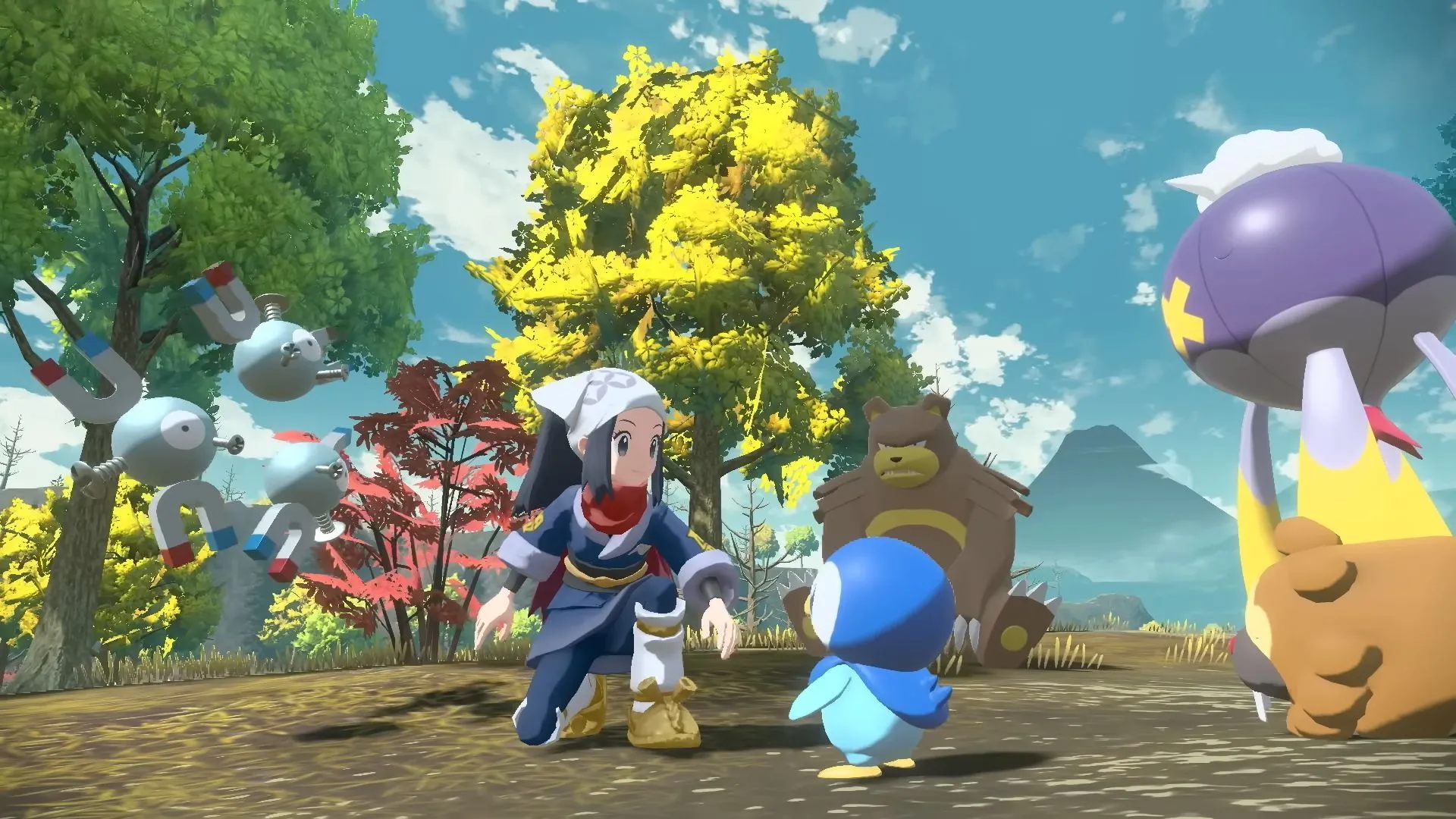 Akari tương tác với Pokémon hoang dã trong Pokemon Legends, tôn vinh khoảnh khắc ấm áp trong gameplay