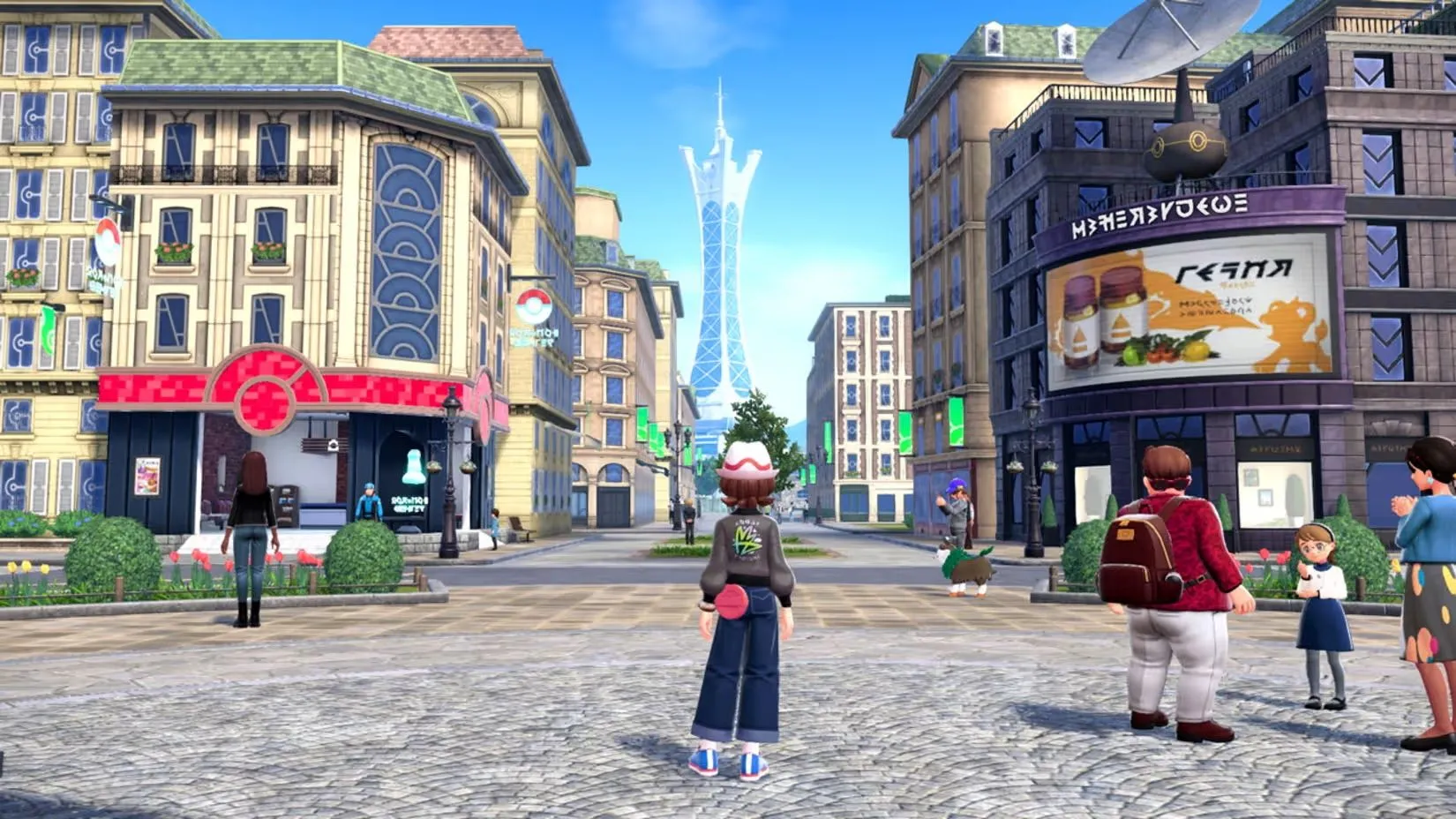 Ảnh phóng to trận chiến real-time trong Pokemon Legends Z-A, hiển thị hiệu ứng kỹ năng và di chuyển người chơi