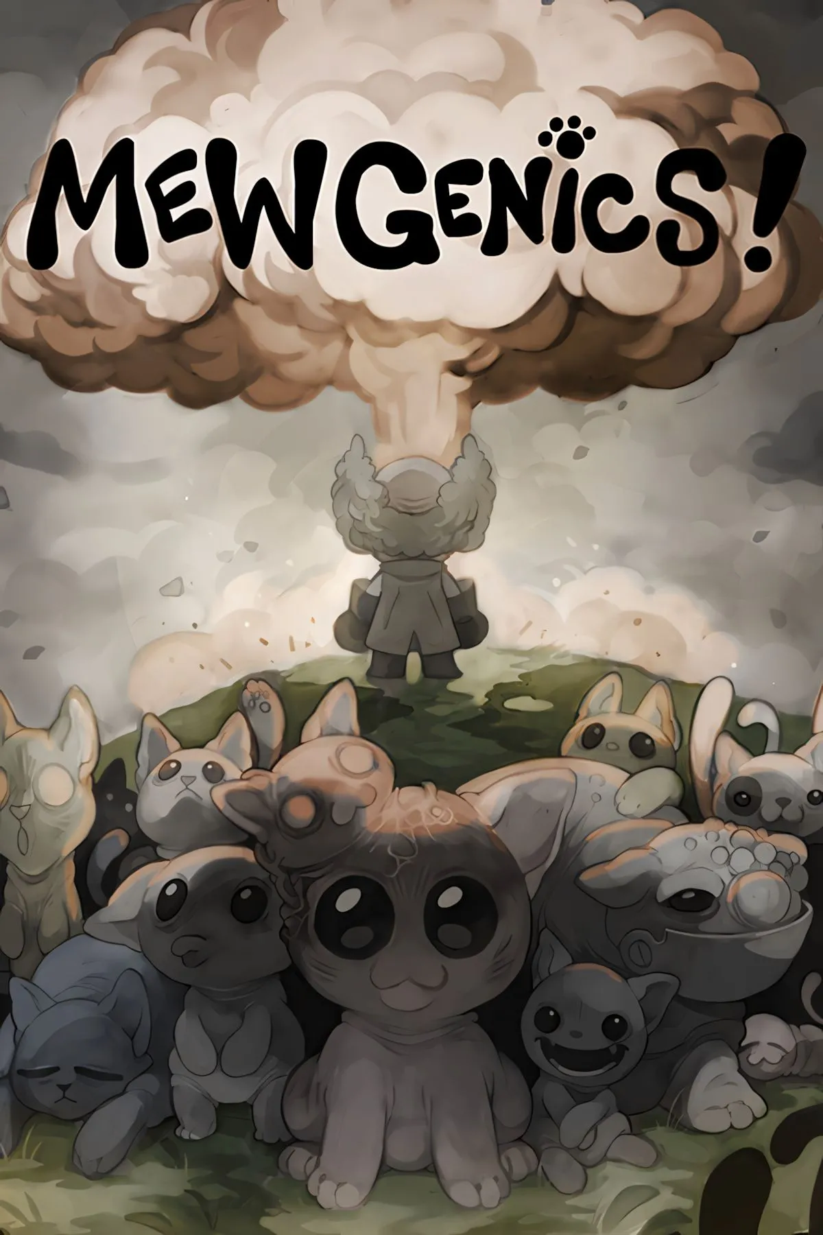 Artwork Mewgenics với các chú mèo chiến đấu trên lưới tactical