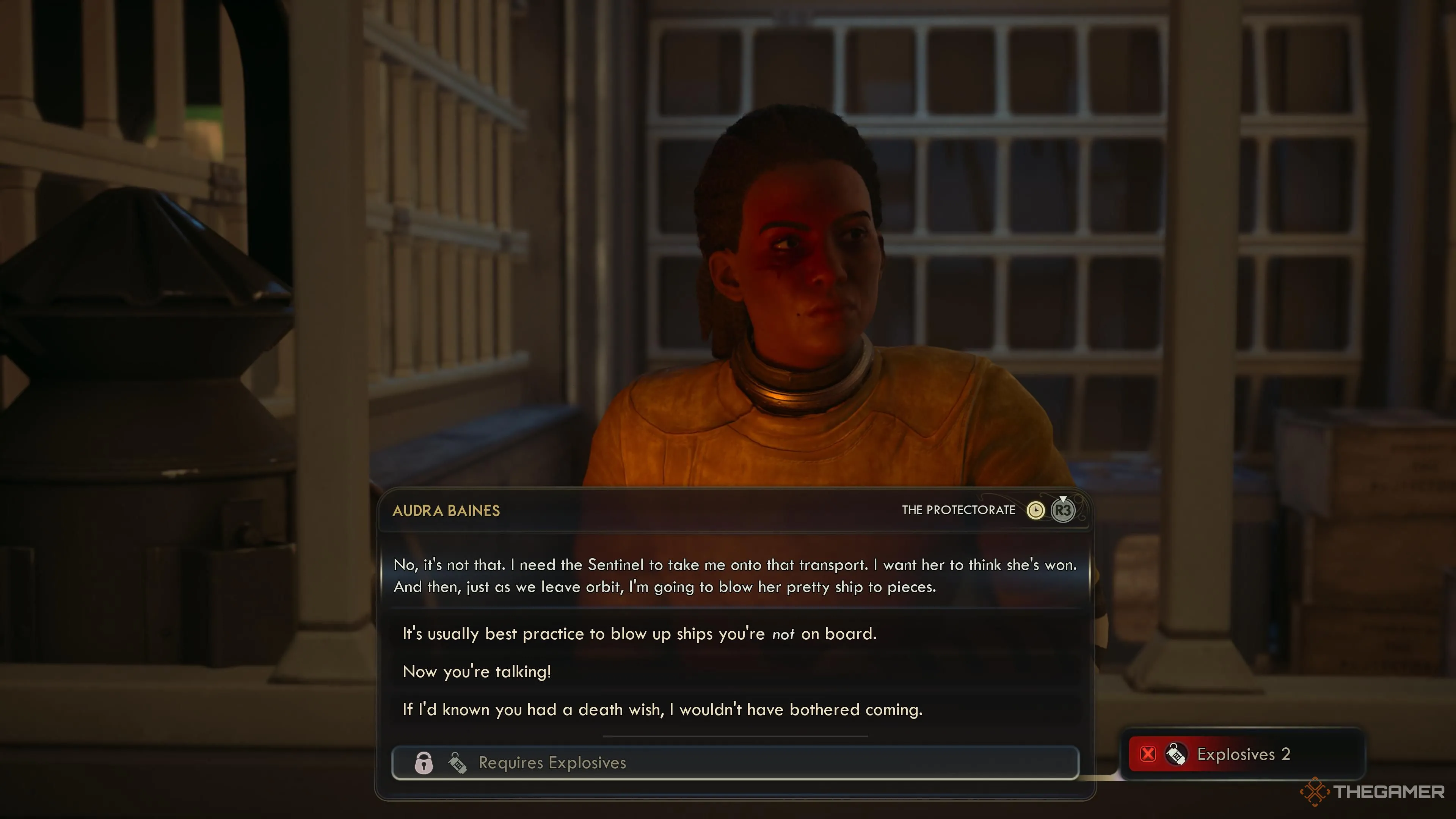 Audra, thành viên Subversives, trong cuộc đối thoại The Outer Worlds 2 - quyết định khó khăn