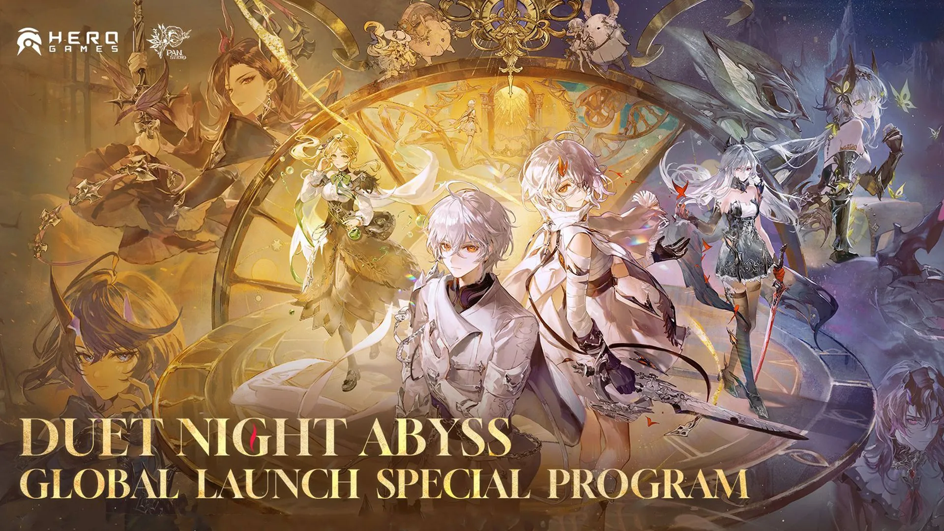Banner đổi mã DNA Duet Night Abyss với hình nhân vật và quà tặng sự kiện