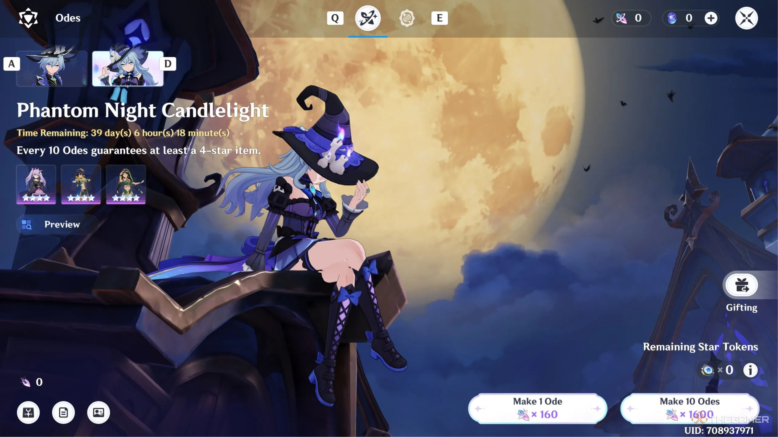 Banner Phantom Night Candlelight trong Miliastra Wonderland Genshin Impact - trang phục Phantom Night Candlelight nổi bật trên nền sự kiện