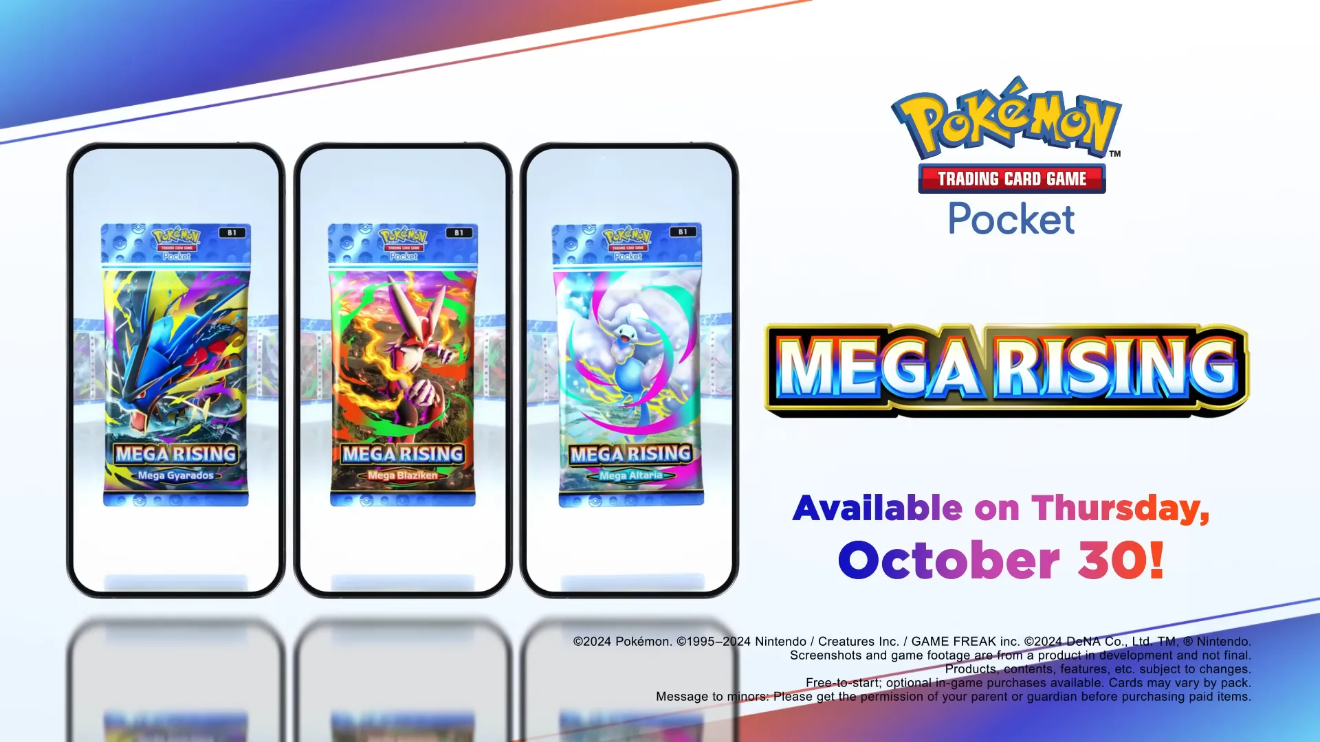 Banner thời gian phát hành Mega Rising cho Pokemon TCG Pocket