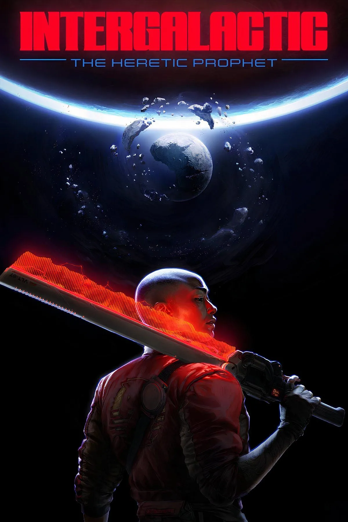 Bìa Intergalactic với phong cách retro-futuristic, gợi nhạc và thiết kế thập niên 80