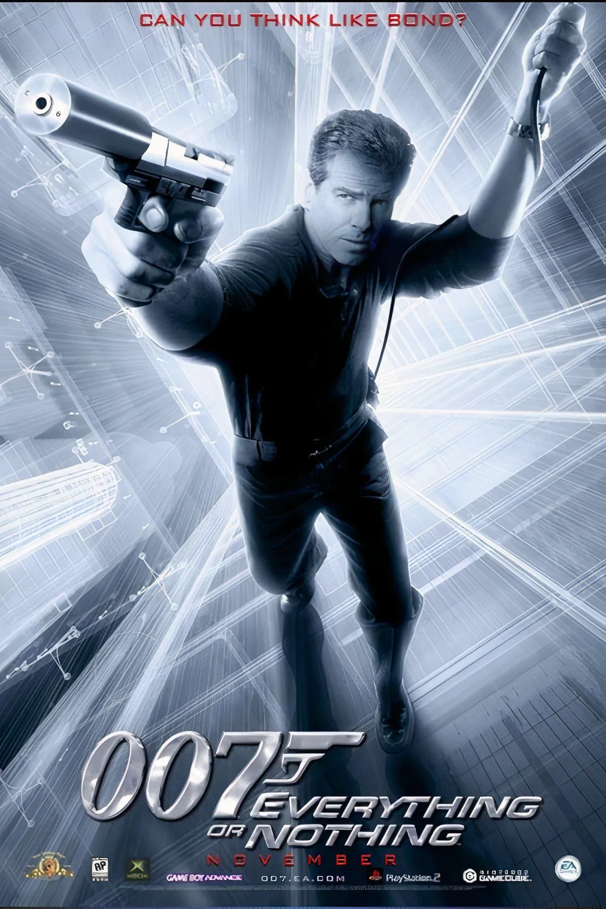 Bìa James Bond 007: Everything or Nothing với hình Bond hành động trên nền PS2