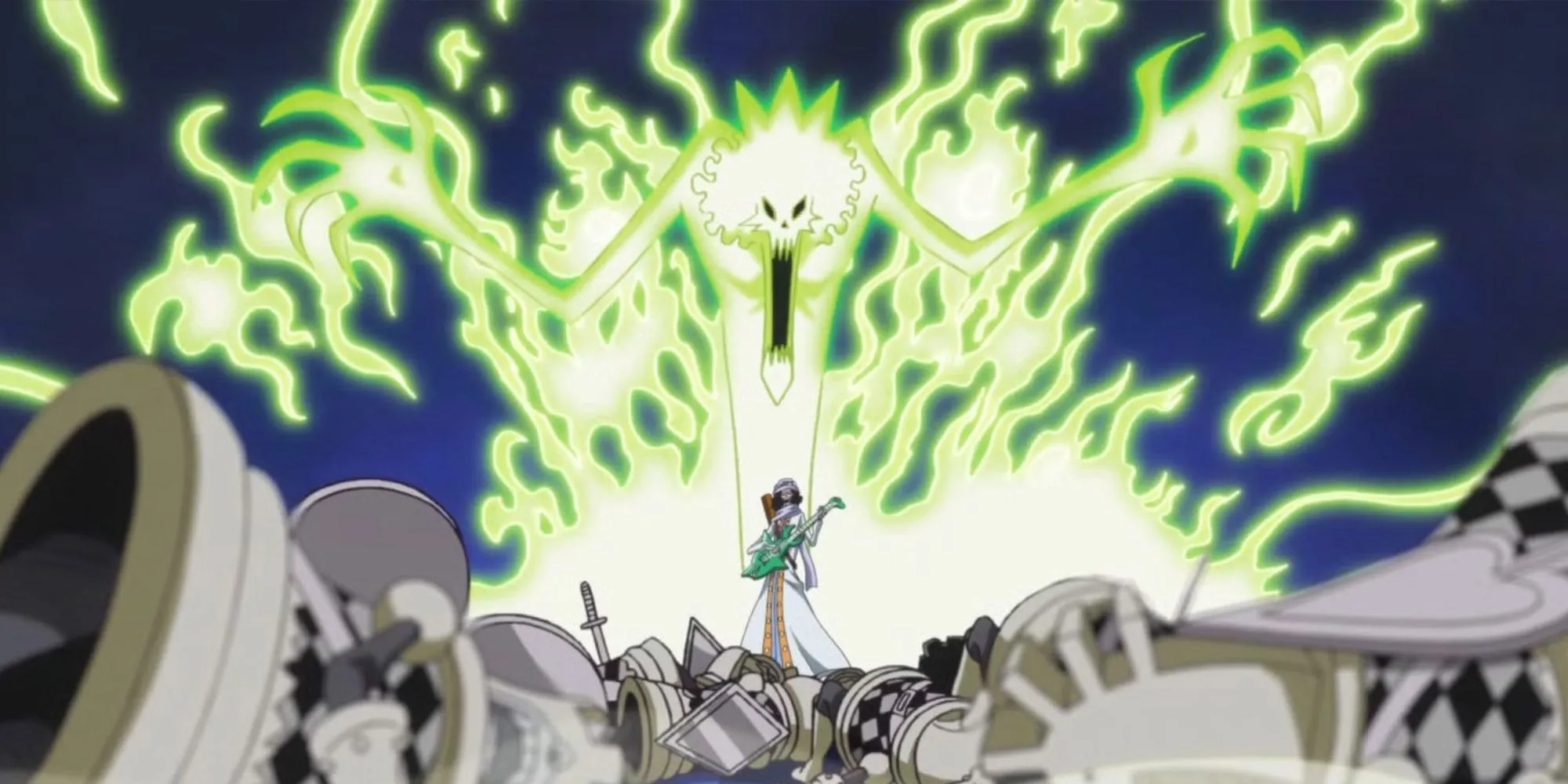 Brook (Straw Hat) sử dụng trái ác quỷ, gợi ý về khả năng Armament Haki trong các trận đấu