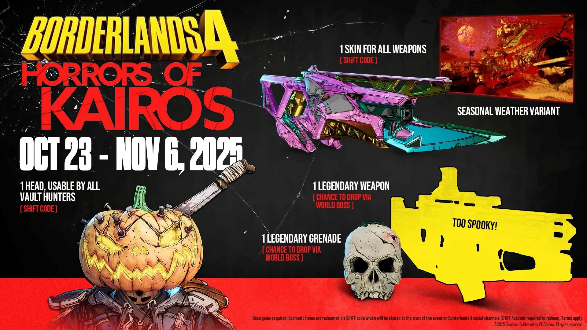 Các phần thưởng Horrors of Kairos: Skully grenade và khẩu Murmor Tediore AR — hiếm nhưng yếu về mặt hiệu năng