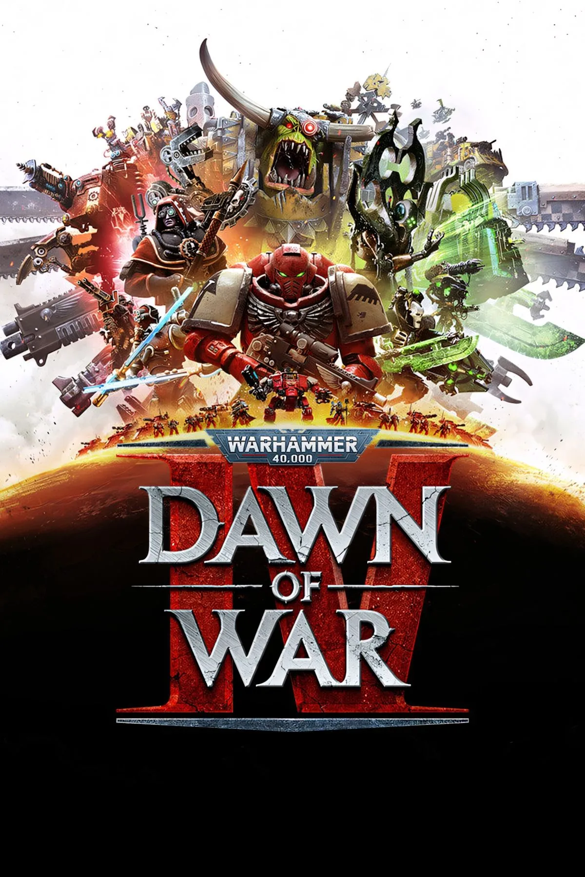 Cover Warhammer 40,000 Dawn of War IV với binh đoàn và bối cảnh u ám