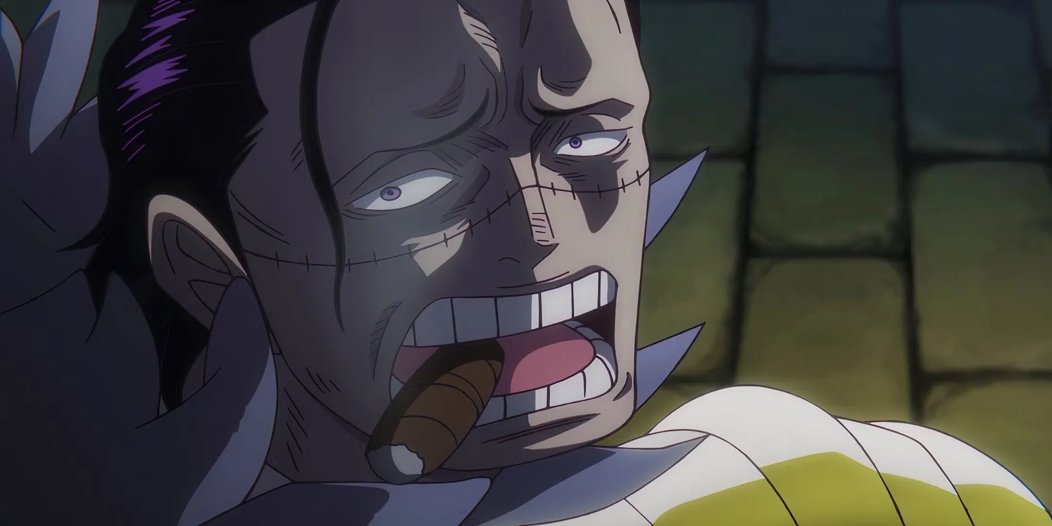 Crocodile tại Impel Down, thể hiện sức mạnh của Suna Suna no Mi và ánh mắt lạnh lùng của cựu Shichibukai