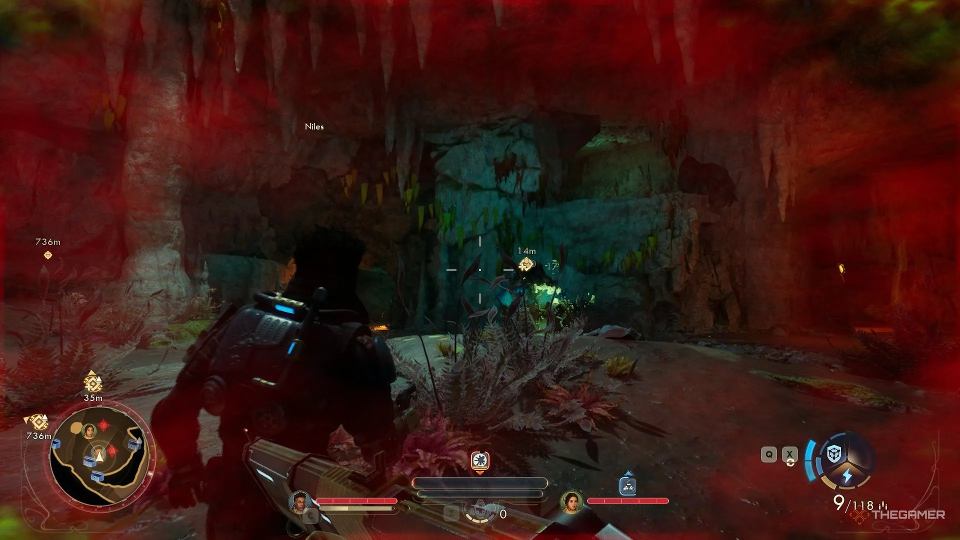 Đánh nhau với Raptidon Matriarch trong hang động ở The Outer Worlds 2, cần dọn quần đàn trước khi tập trung boss
