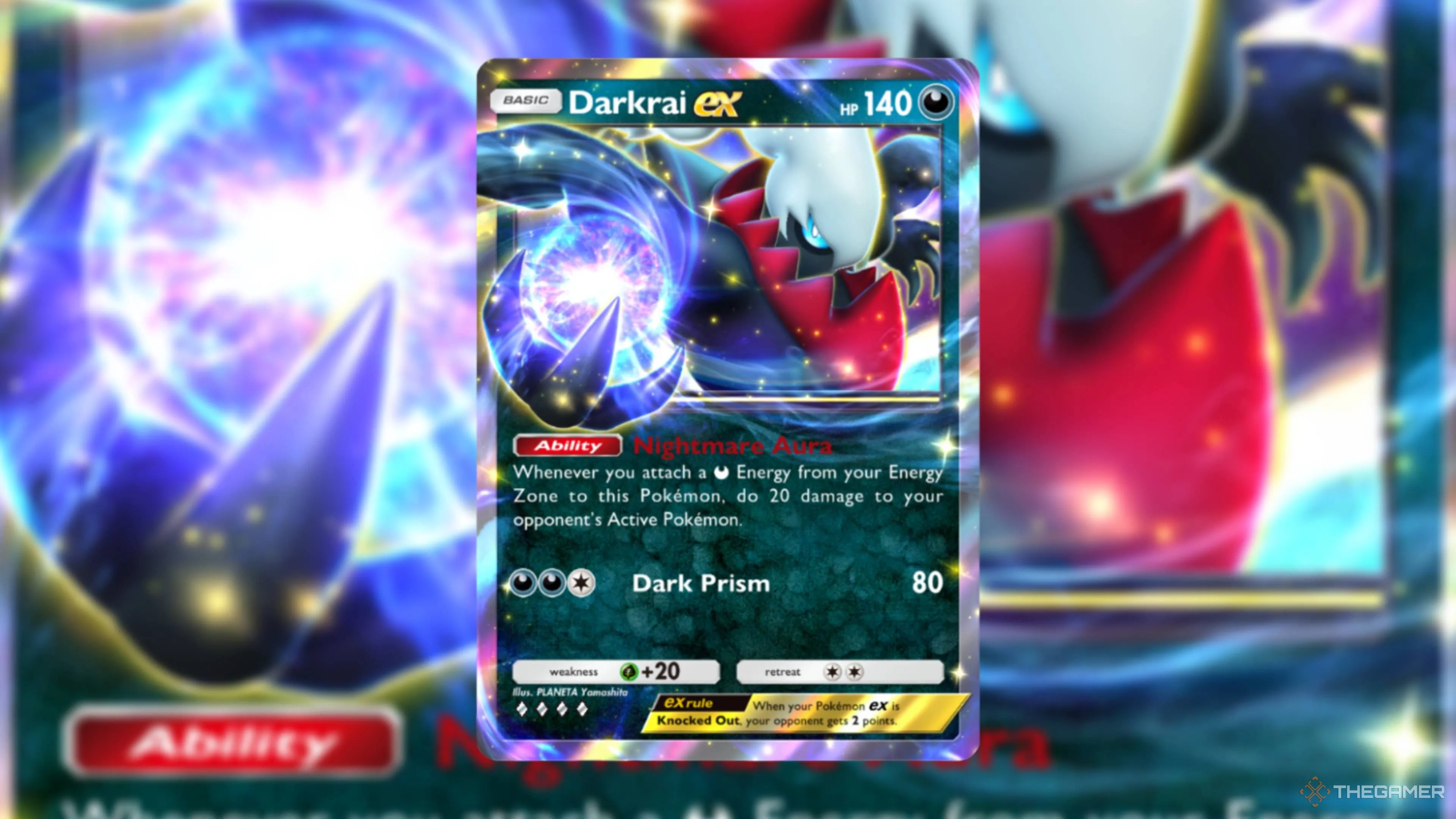 Darkrai ex từ Pokemon TCG Pocket — thẻ ví dụ sẽ được cập nhật hồi tố vào card dex của set gốc