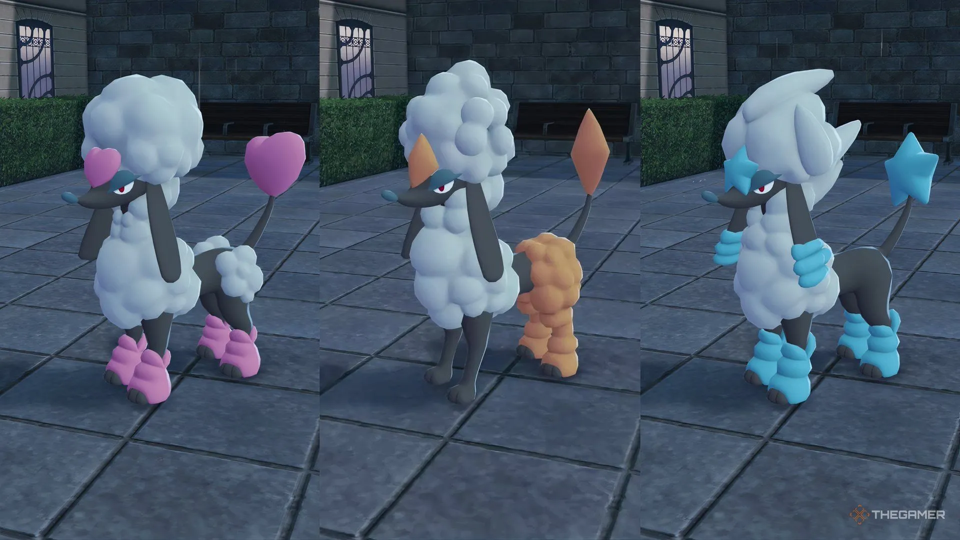 Furfrou với các kiểu trim Heart, Star và Trim khác trong Pokémon Legends: Z-A