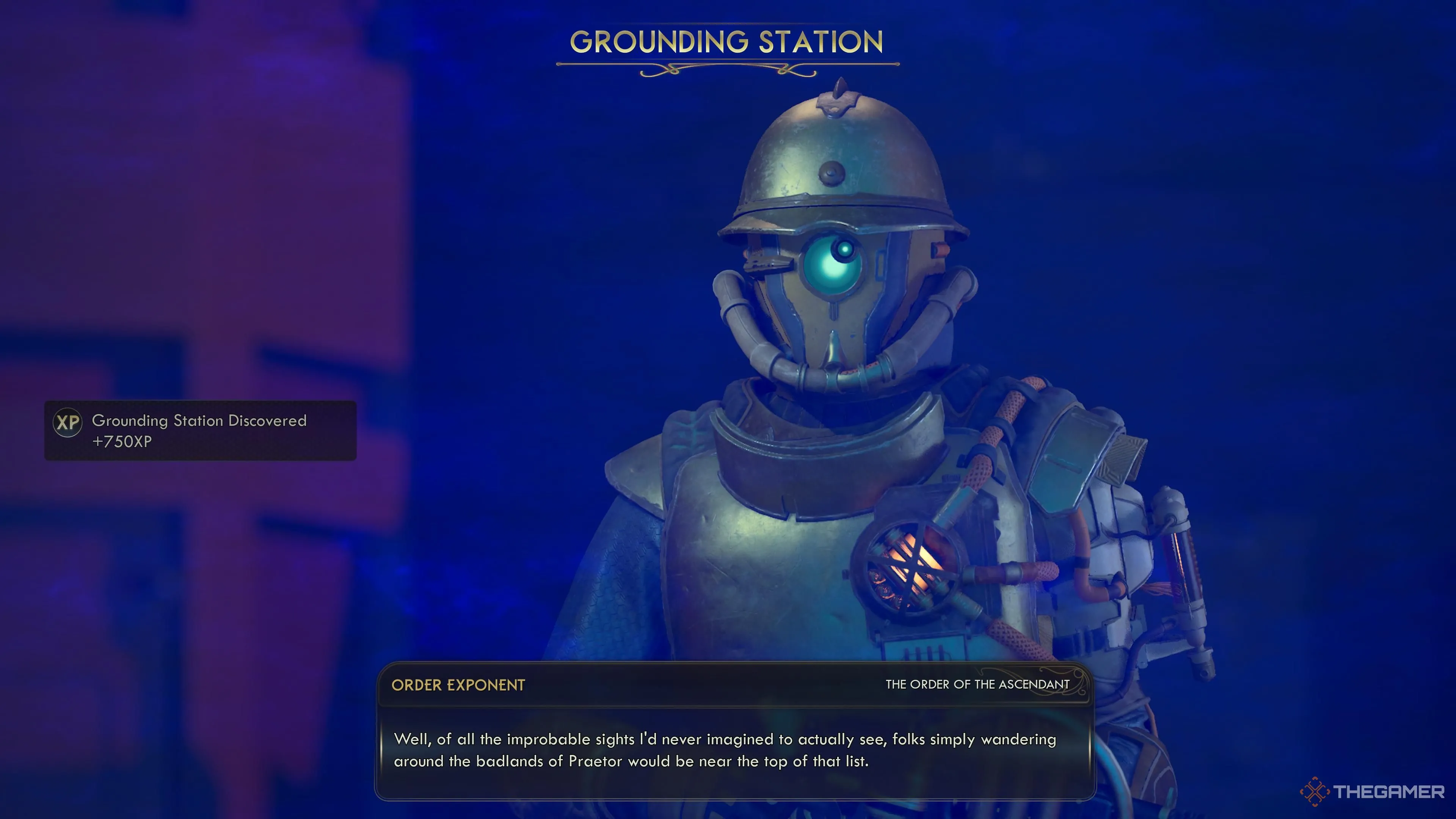 Gặp một thành viên của Order tại cổng Grounding Tower, The Outer Worlds 2