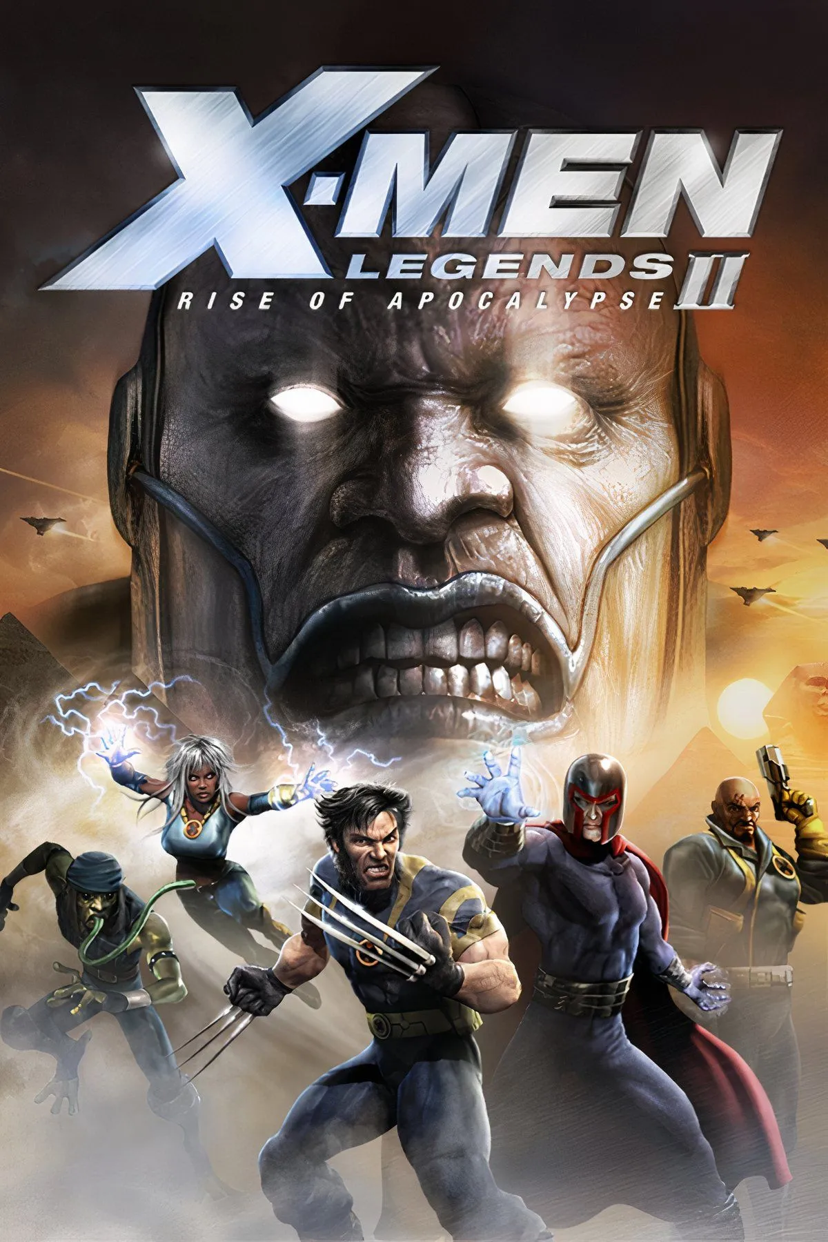 Hình cover X‑Men Legends II với dàn nhân vật dị nhân chuẩn comic trên nền PS2
