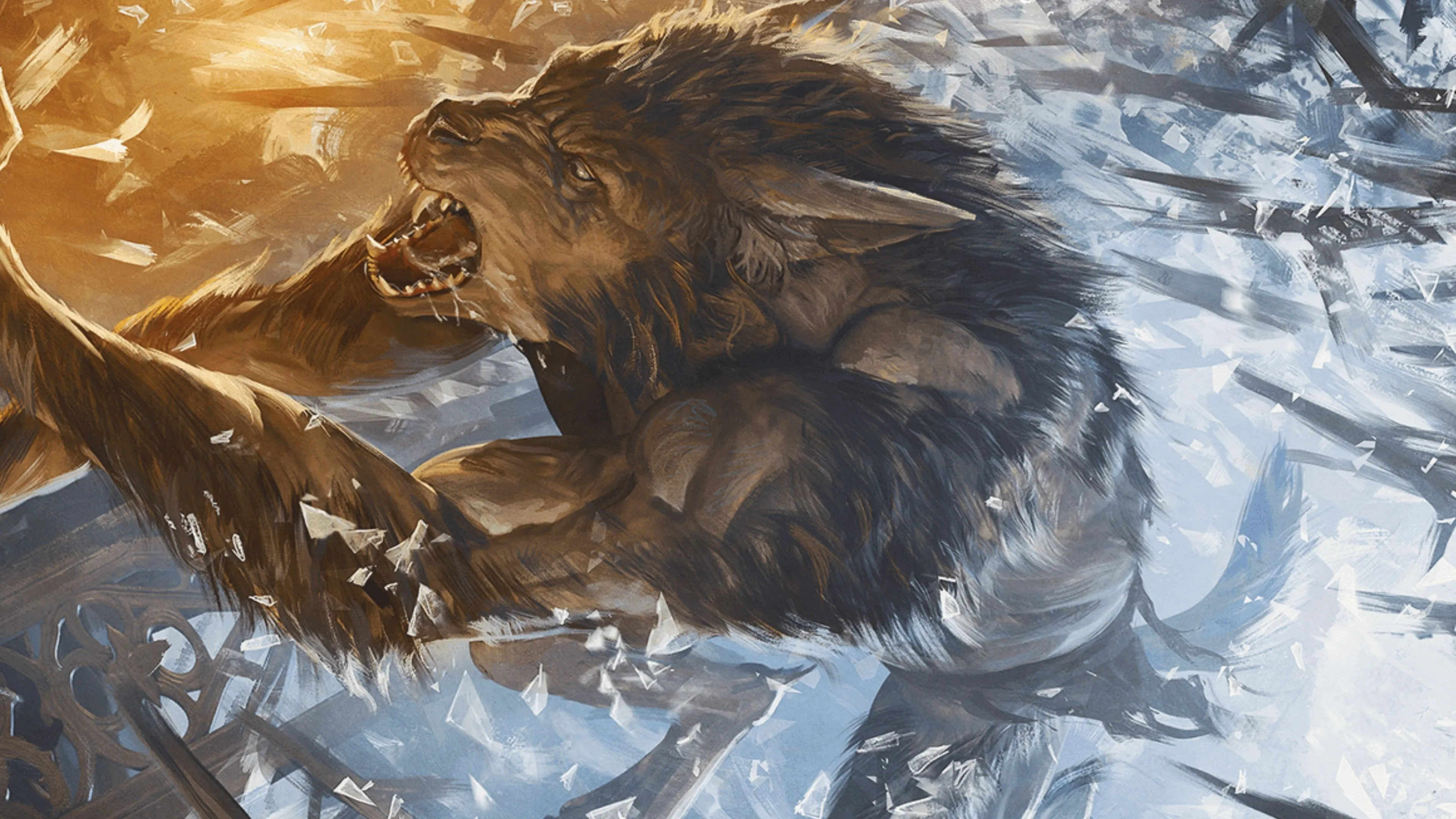 Hình minh họa werewolf trong D&D, biểu tượng của lời nguyền biến hình.
