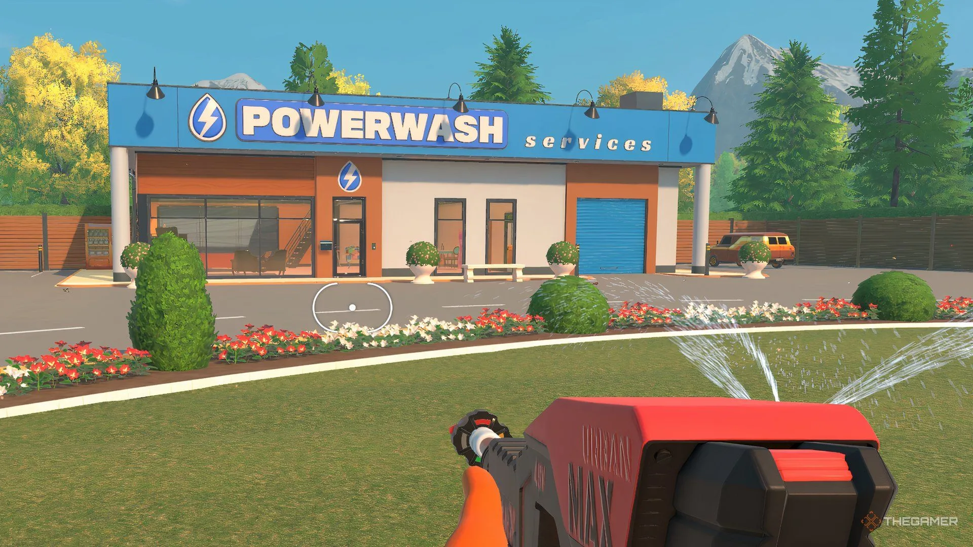 Home base với chiếc van tùy chỉnh và trang trí lạ mắt trong PowerWash Simulator 2.