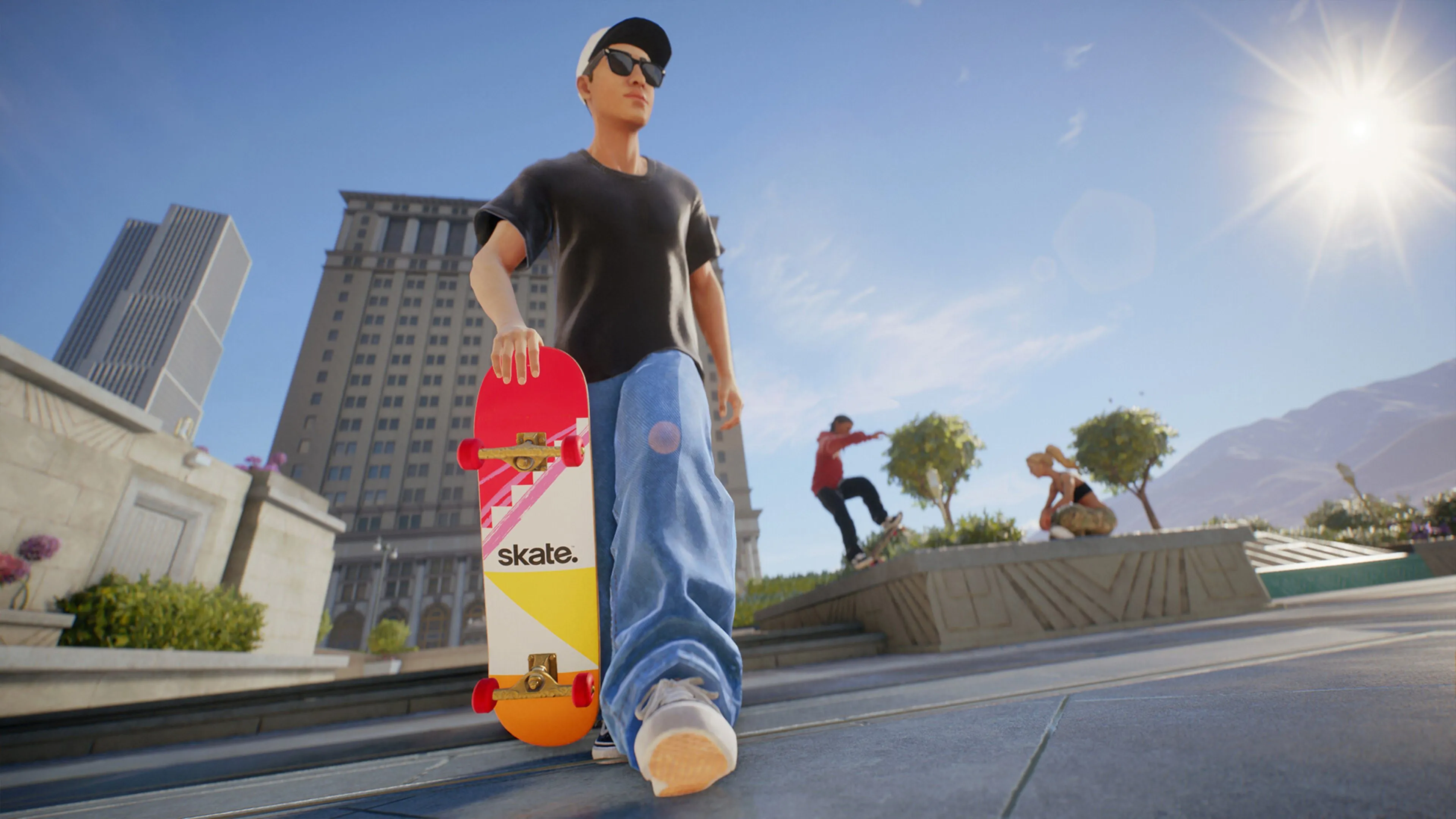 Một skater cầm ván trượt trong Skate, chuẩn bị cho sự kiện và bundle Halloween