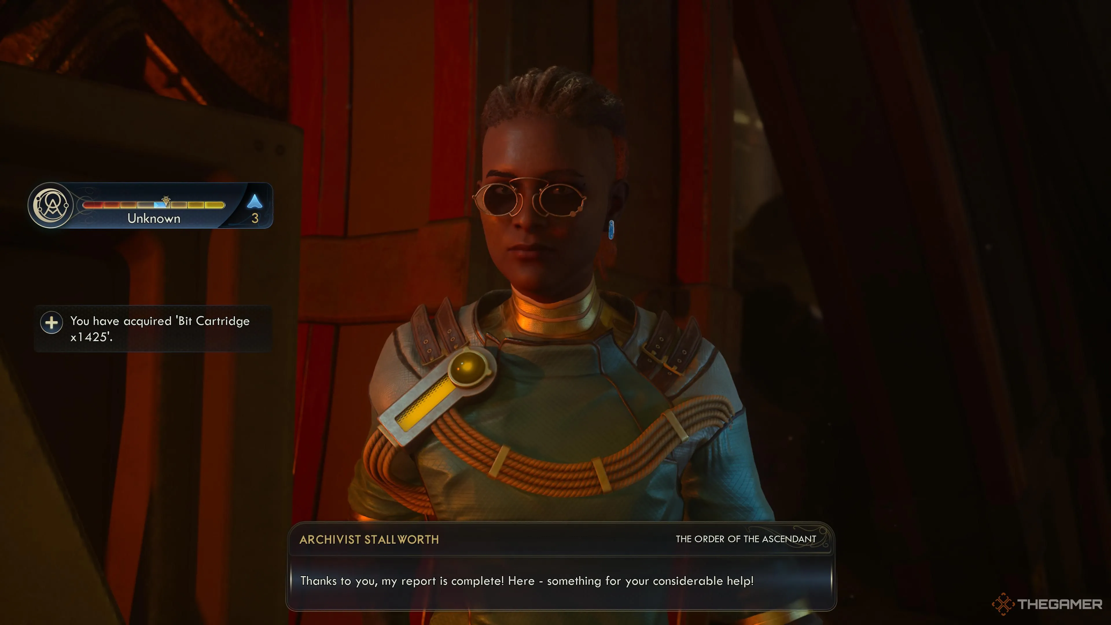 Nhận phần thưởng nhỏ từ Stallworth sau khi hoàn thành nhiệm vụ trong The Outer Worlds 2