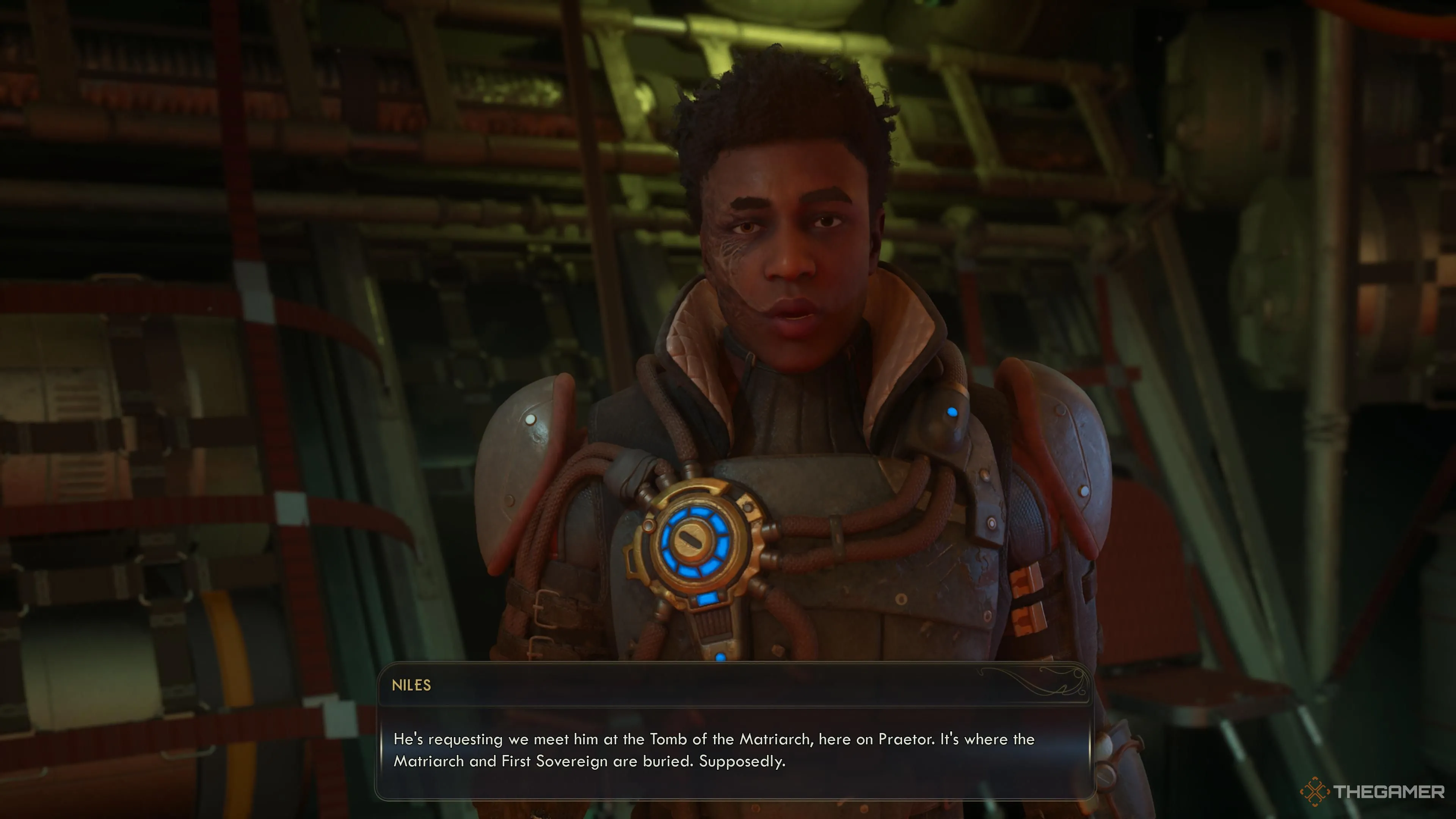 Niles nói về việc liên hệ lại với Zebulon trong The Outer Worlds 2.