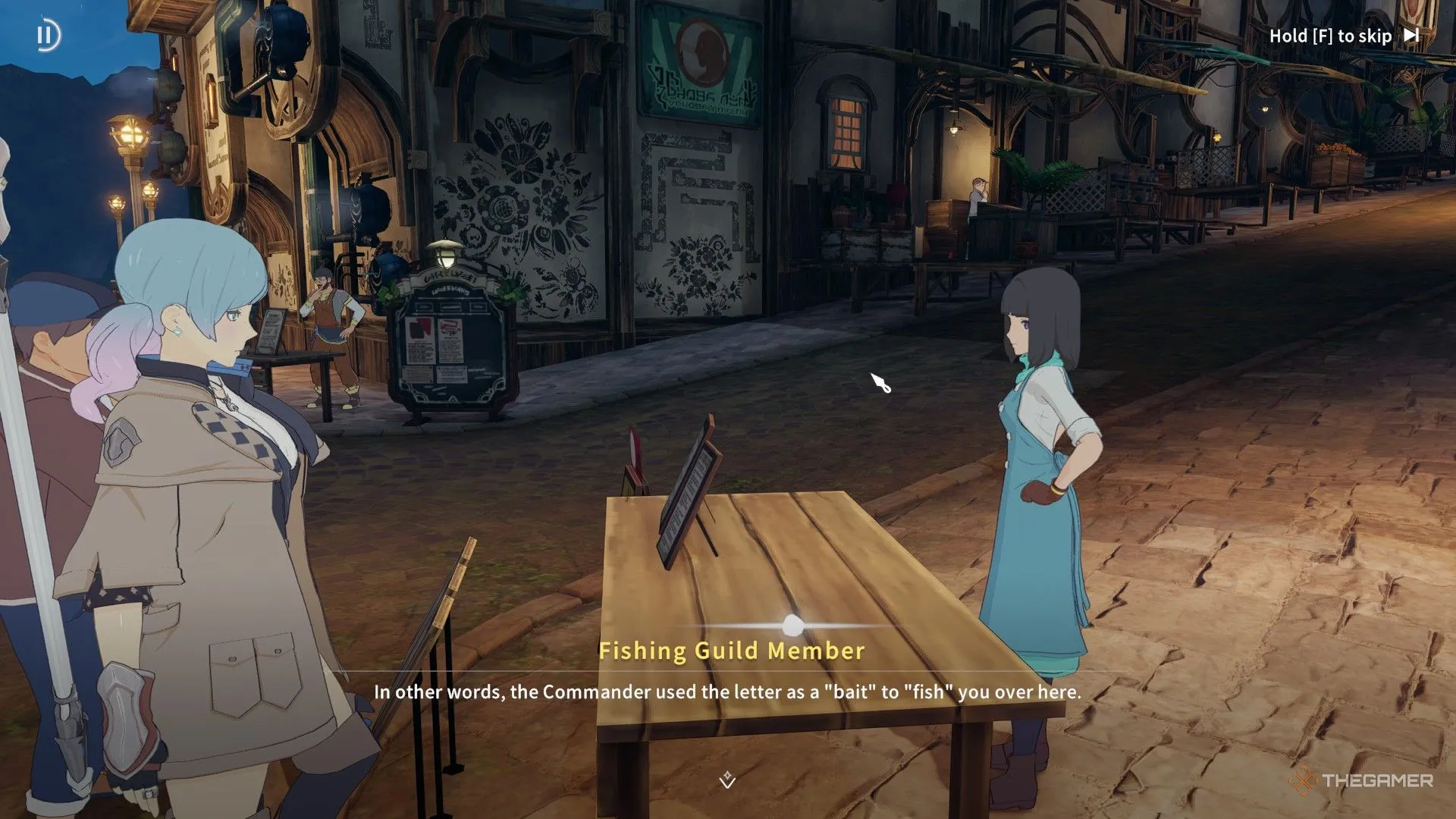NPC Fishing Guild Member mời người chơi gia nhập hội câu ở Asterleeds trong Blue Protocol