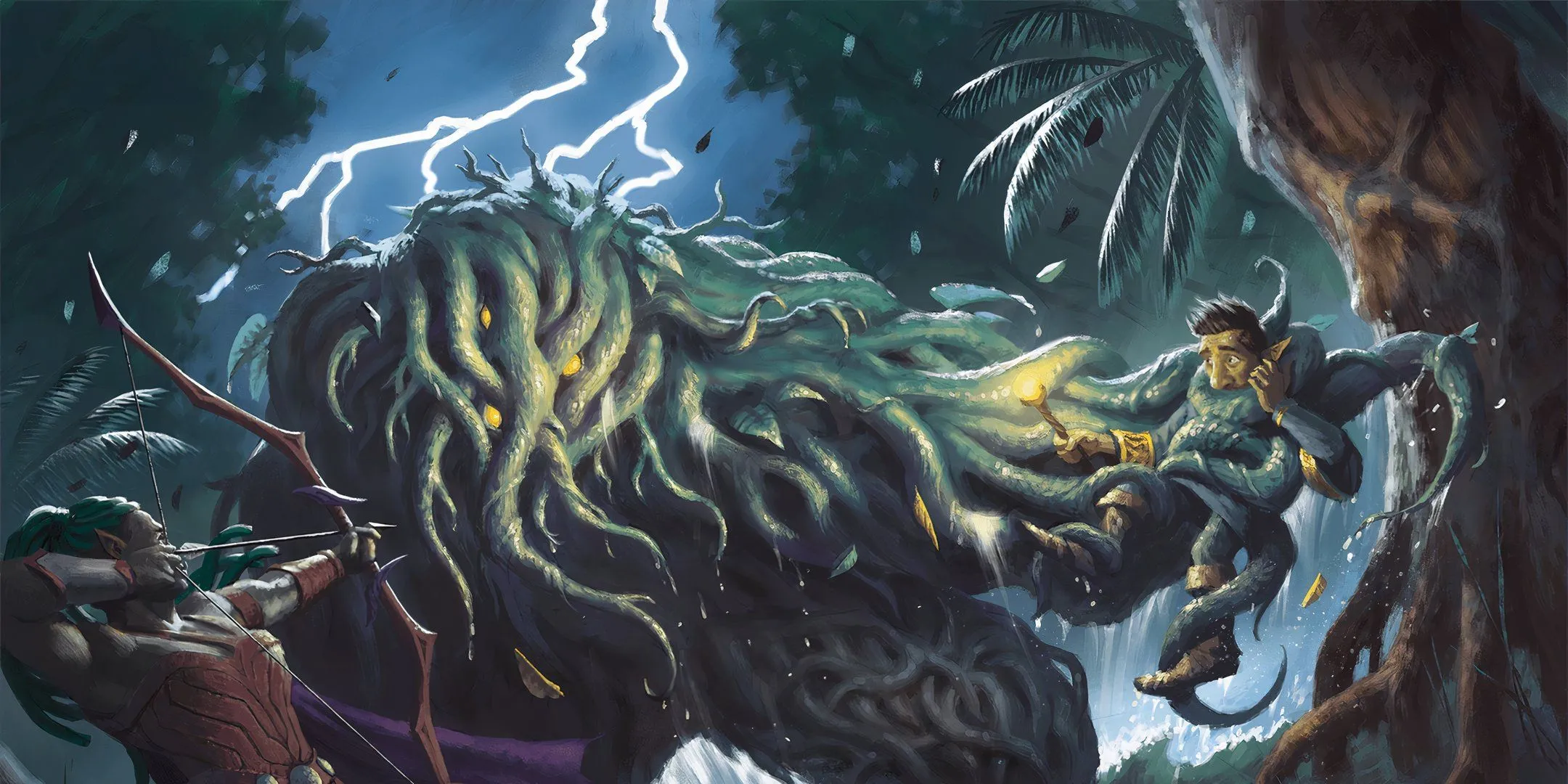 Shambling Mound dùng tua cuốn để siết chặt nạn nhân giữa rừng rậm.