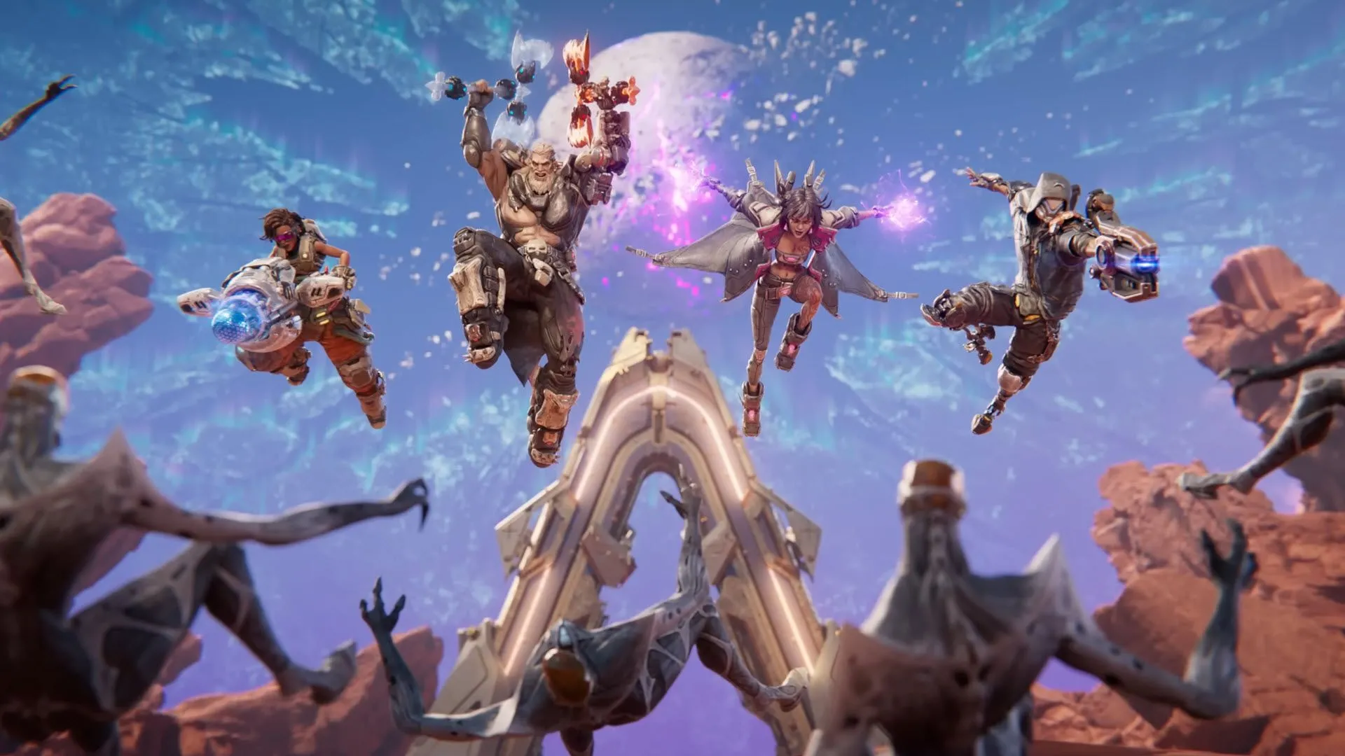 Vault Hunters nhảy với vũ khí trong Borderlands 4, hình ảnh gợi nhớ khoảnh khắc tìm được đồ hiếm